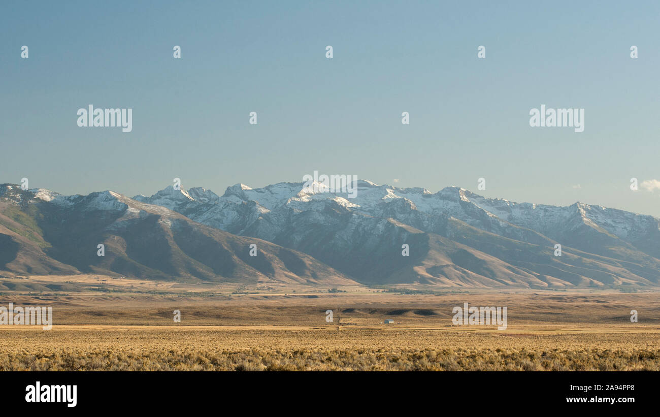 Nevada's Ruby Range, as seen from Interstate 80 near Elko. Stock Photo
