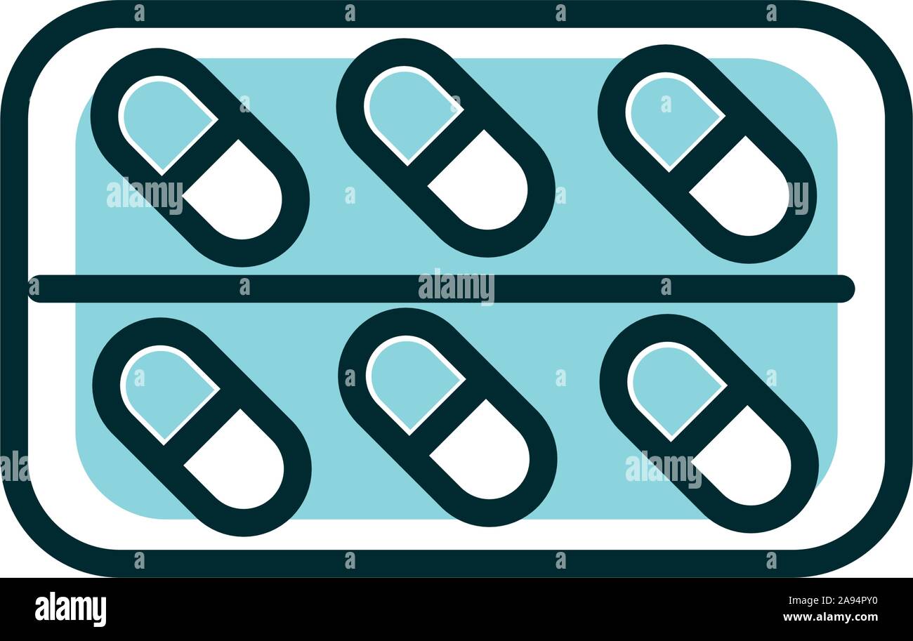 packaging capsules equipment medical icon line fill vector illustration ...