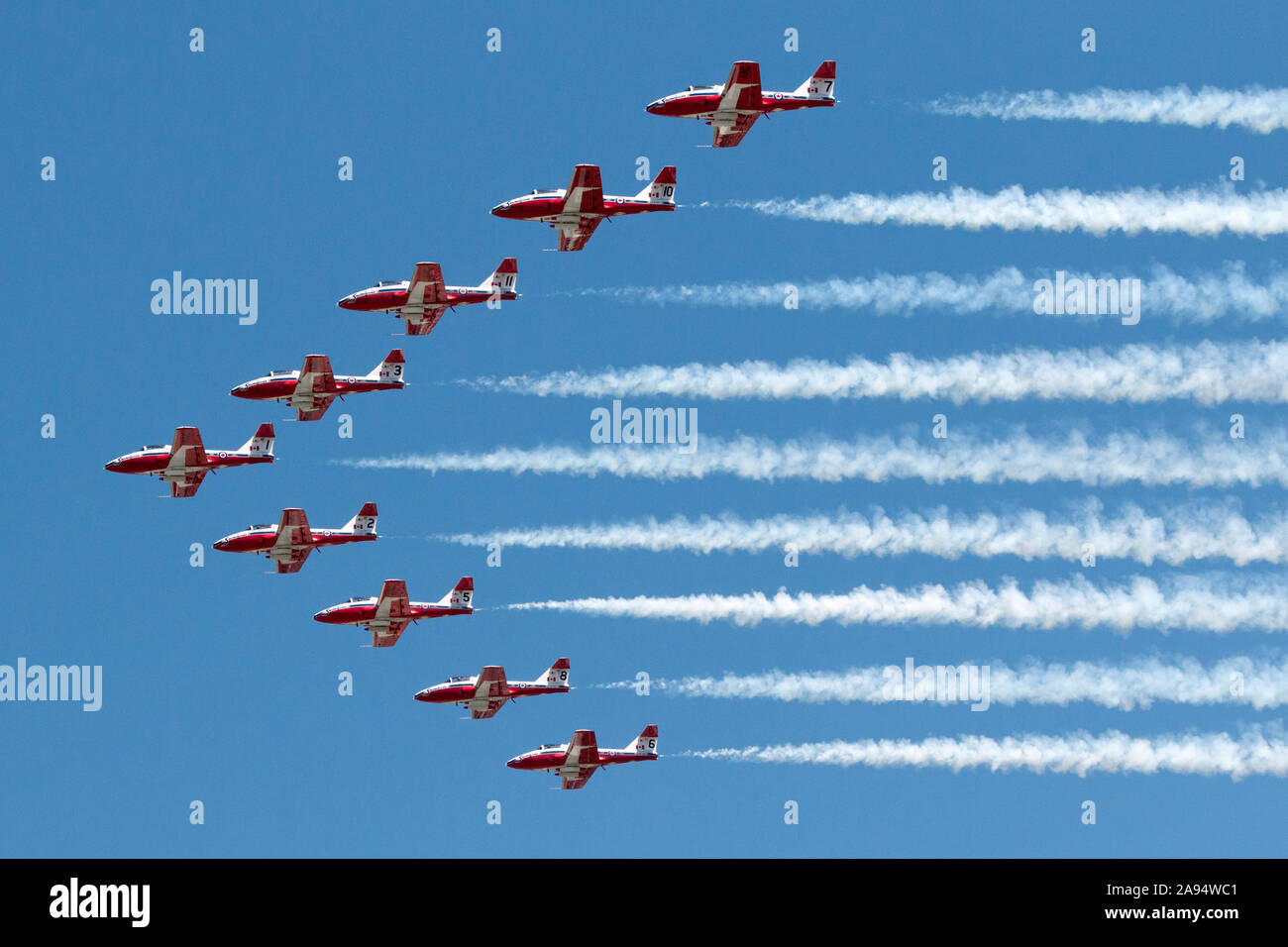 The Canadian Forces Snowbirds performing at the 2016 Spirit of St. Louis Air Show & STEM Expo. Stock Photo