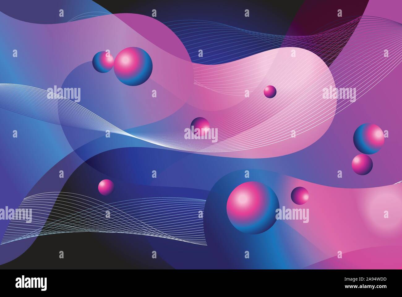 Abstract bright colorful vector background with waves fantastic elements Stock Vector