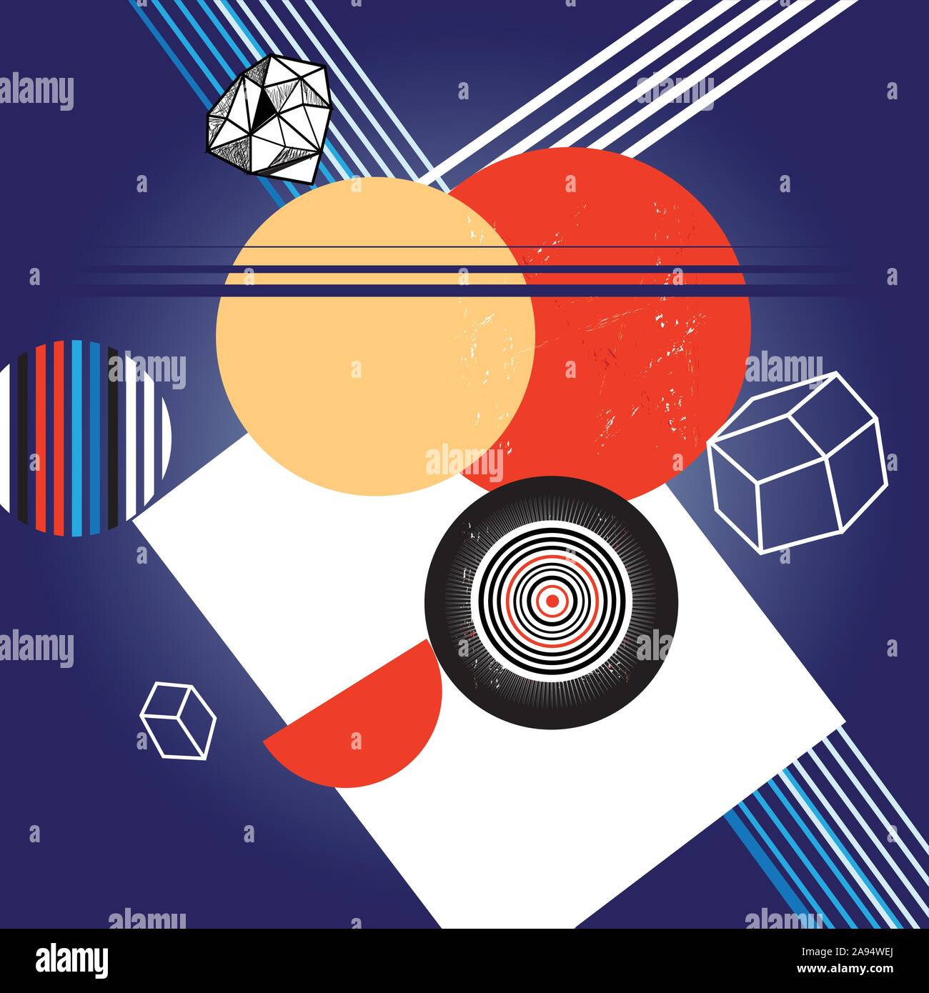 Abstract modern vector background with geometric shapes and linear elements. Example for poster or web page Stock Vector
