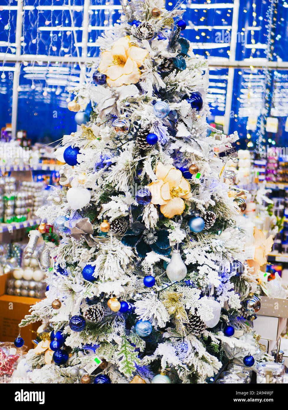 White decorated Christmas tree. White decorated Christmas trees with ...