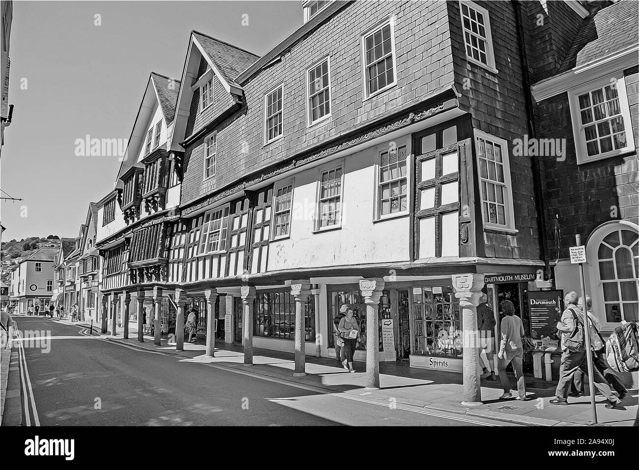 Photo Illustration: A fitting building houses the Dartmouth Museum in the Devon town. In 2020 this venue is sure to play its part in Mayflower 400. Stock Photo