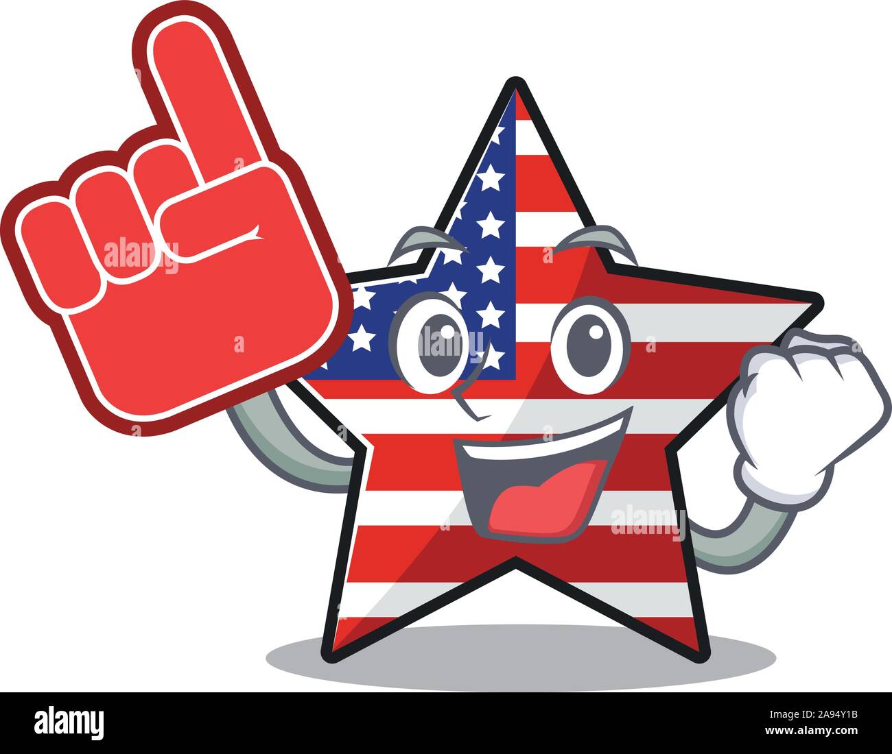 Cute usa star foam finger cartoon design character Stock Vector Image