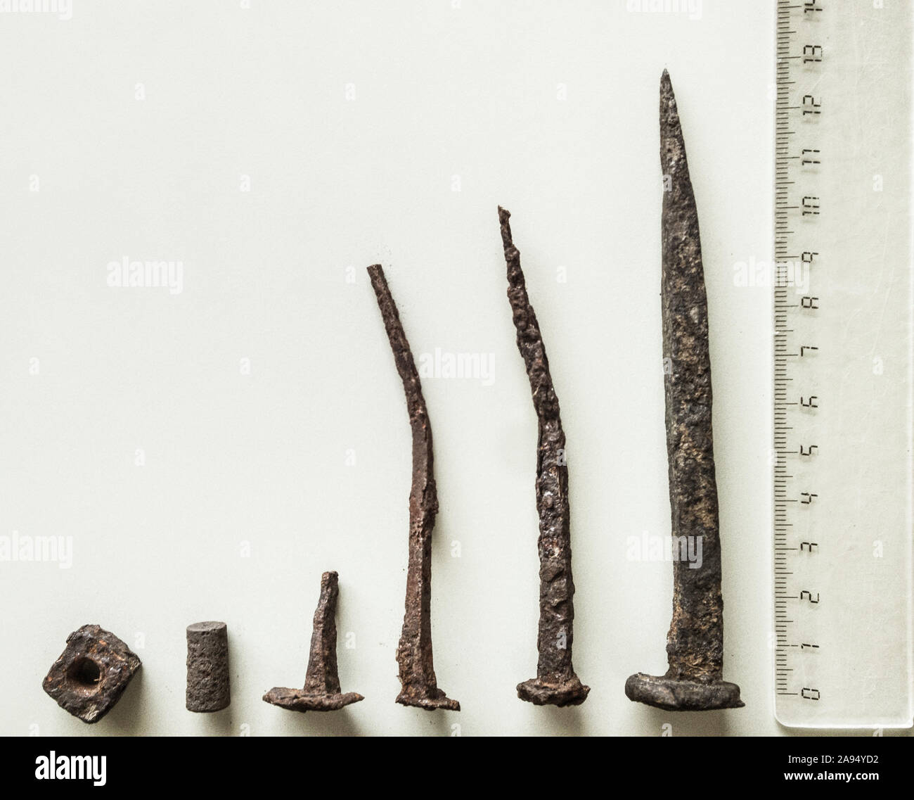 ancient nails and other pieces Stock Photo Alamy
