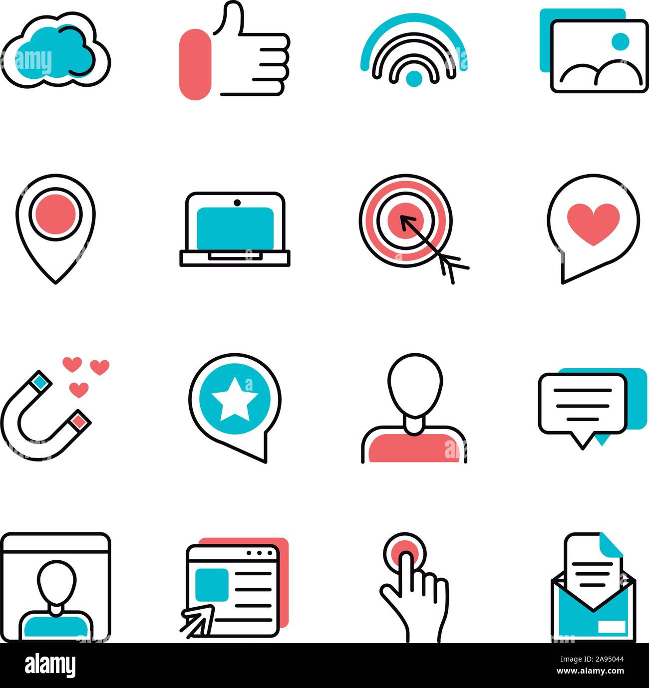 social media icons set line and fill vector illustration Stock Vector ...