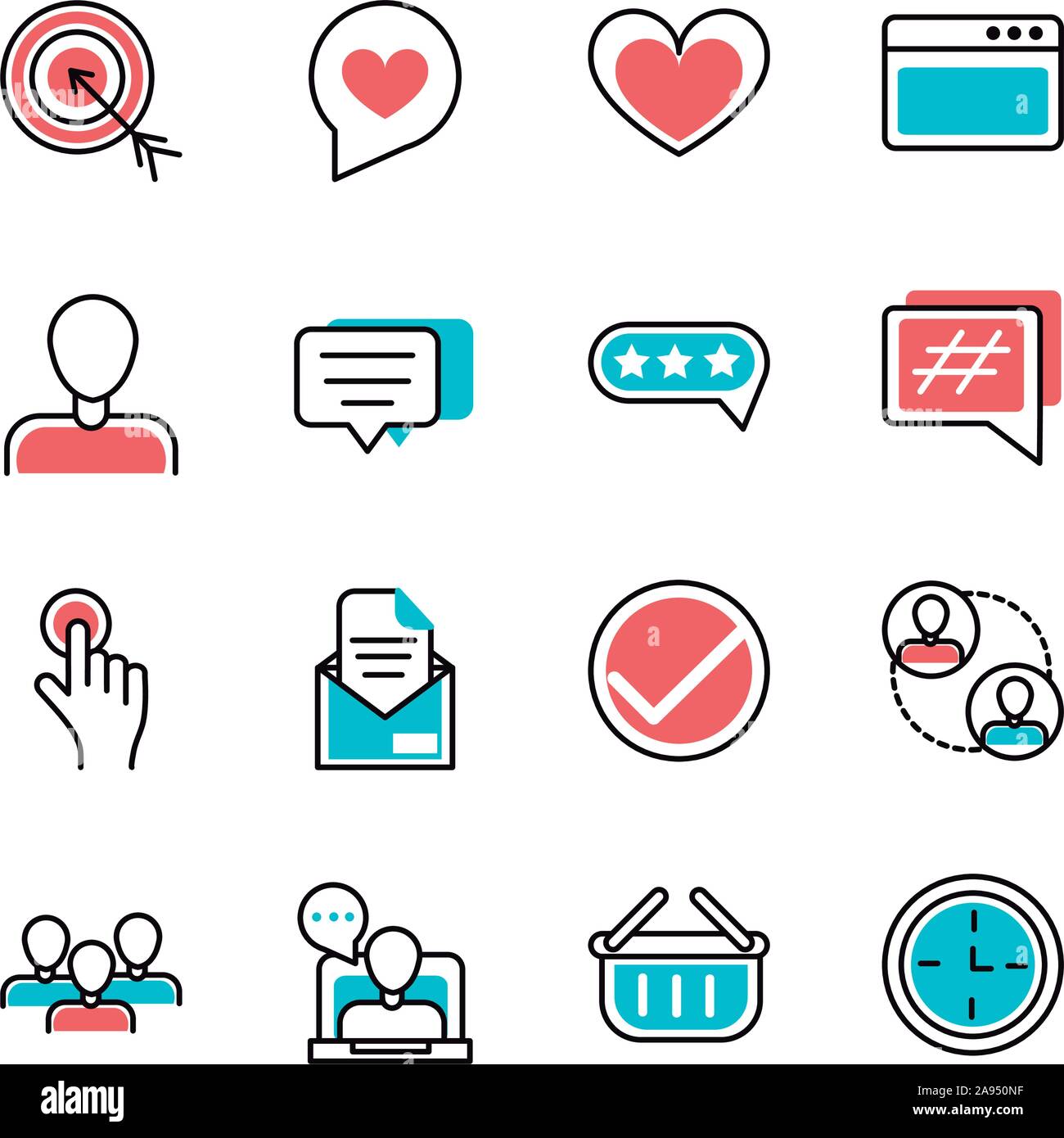 social media icons set line and fill vector illustration Stock Vector ...