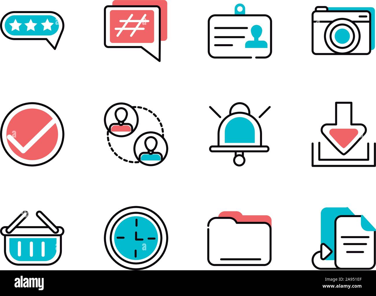 social media icons set line and fill vector illustration Stock Vector ...