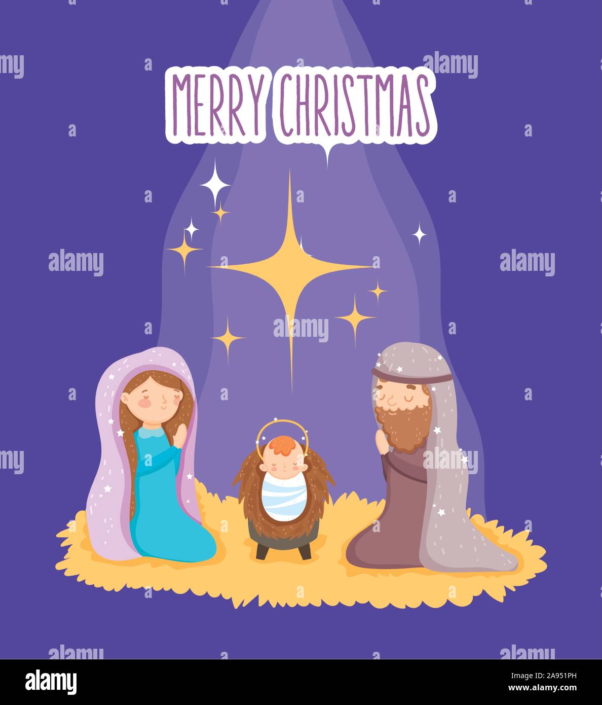 mary joseph and baby manger nativity, merry christmas vector ...