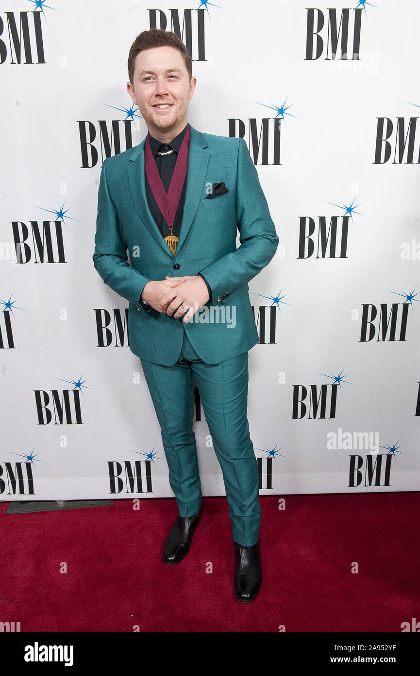 Nov. 12, 2019 - Nashville, Tennessee; USA - Musician SCOTTY MCCREERY  attends the 67th Annual BMI Country Awards at BMI Building located in Nashville.   Copyright 2019 Jason Moore. (Credit Image: © Jason Moore/ZUMA Wire) Stock Photo