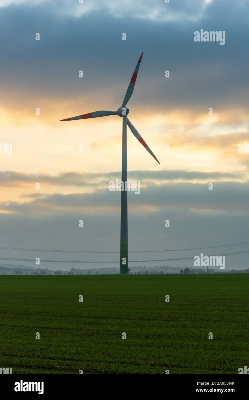 Windturbine made by Enercon GmbH the fourth-largest wind turbine manufacturer in the world and  market leader in Germany Stock Photo