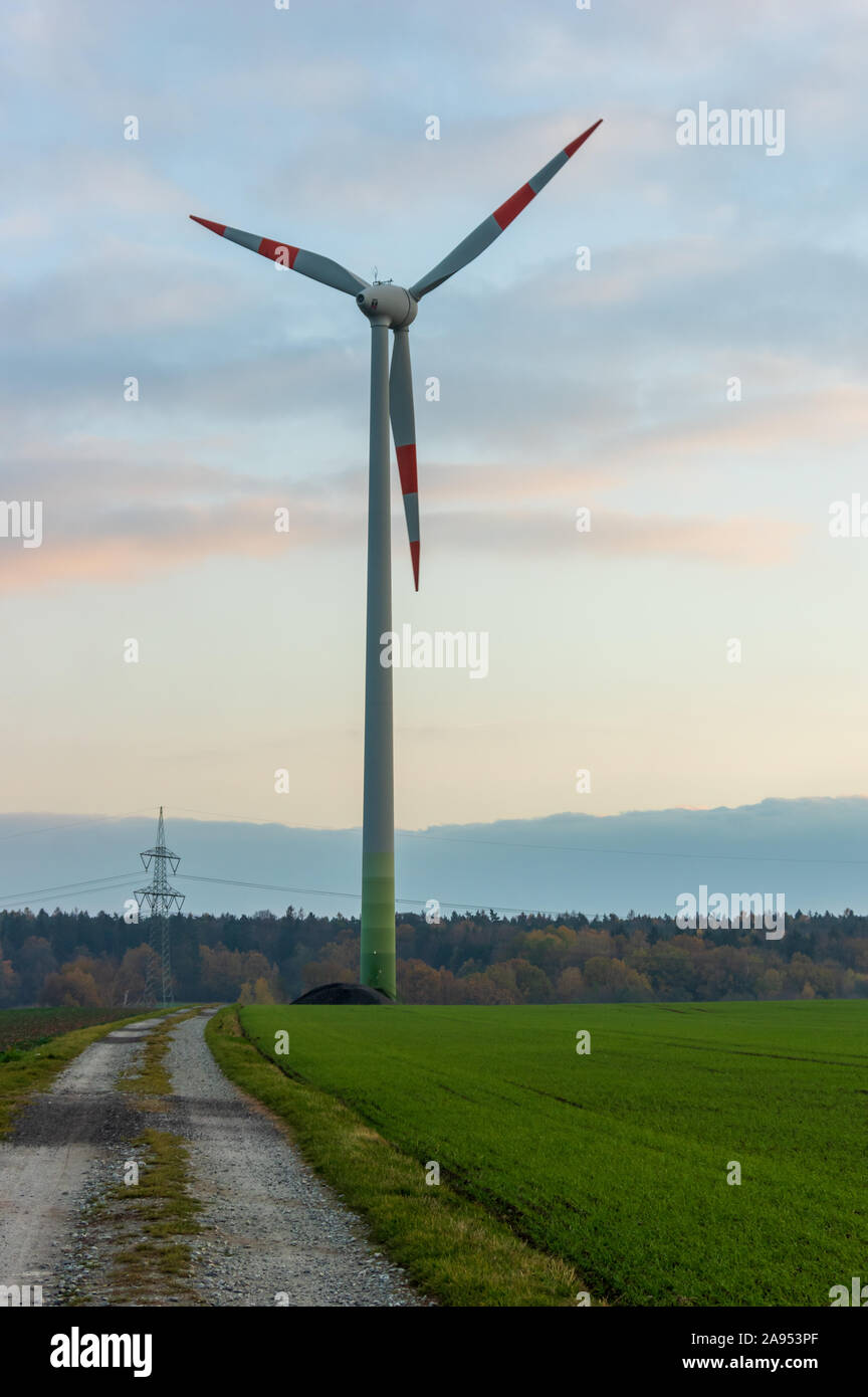 Windturbine made by Enercon GmbH the fourth-largest wind turbine manufacturer in the world and  market leader in Germany Stock Photo