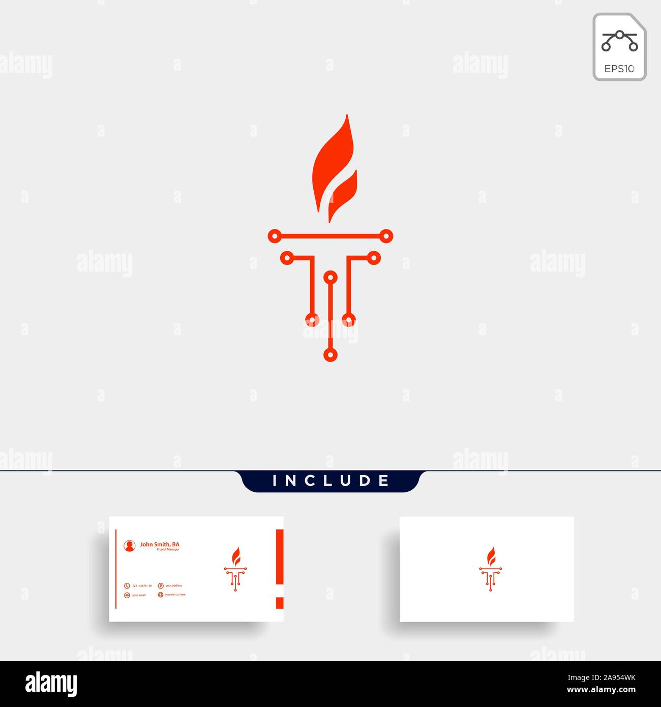 Initial T Torch Logo Template Vector Design Stock Vector