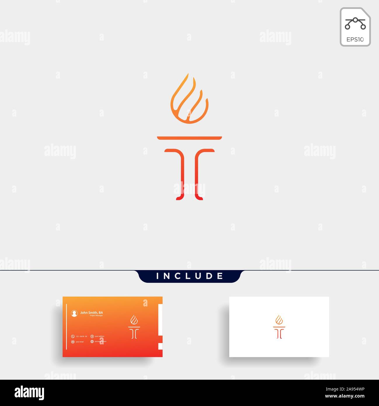 Initial T Torch Logo Template Vector Design Stock Vector