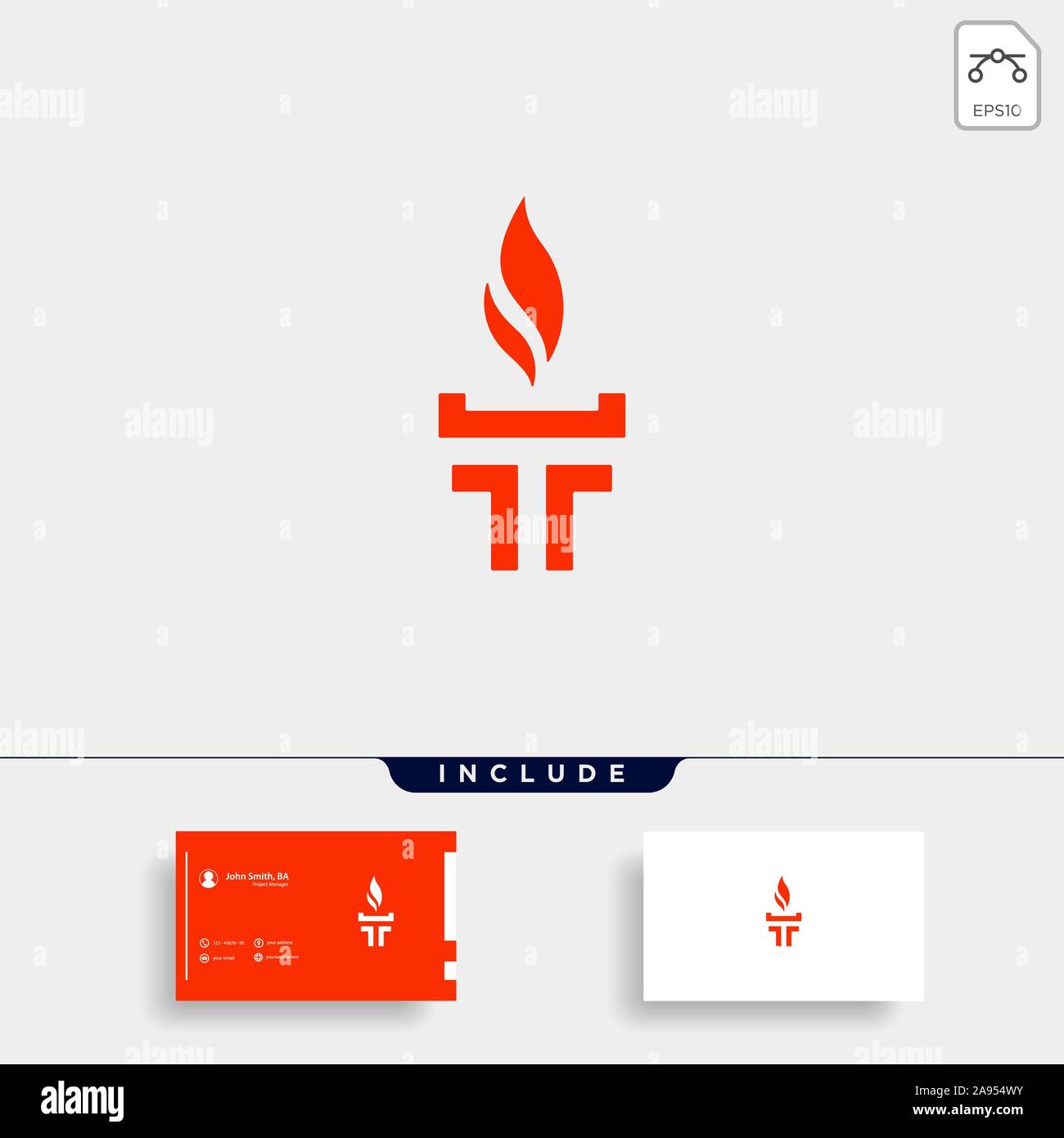 Initial T Torch Logo Template Vector Design Stock Vector