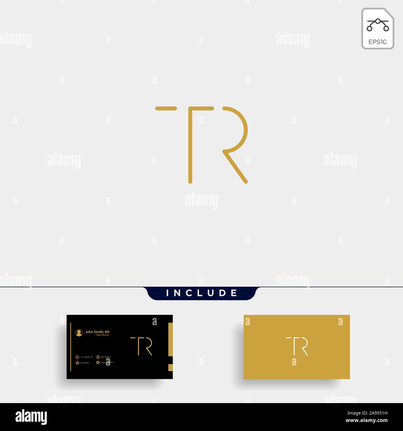 Letter TR RT T R Logo Design Simple Vector Stock Vector