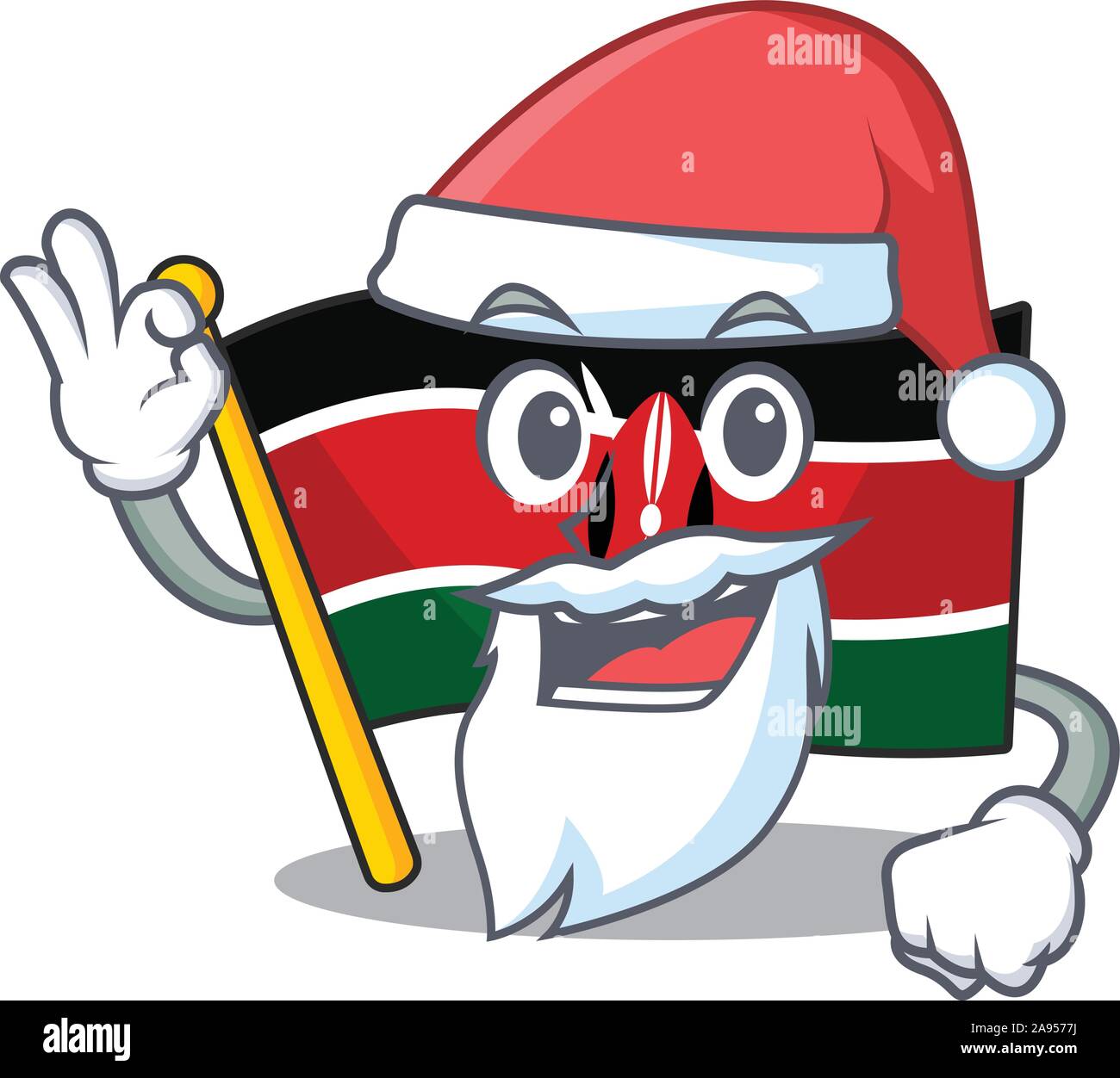 cute flag kenya character smiley santa claus cartoon Stock Vector Image