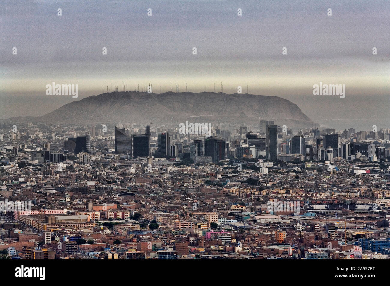 View of Lima city and Morro Solar from Cerro San Cristobal, Lima, Peru Stock Photo