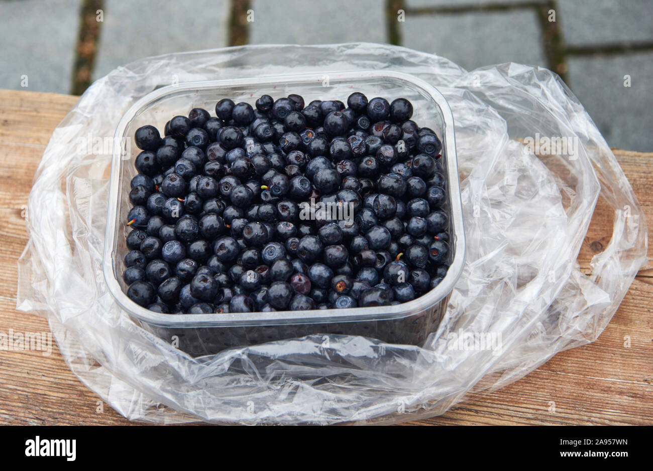 Download Many Delicious Blueberries Placed In A Transparent Plastic Box Stock Photo Alamy PSD Mockup Templates