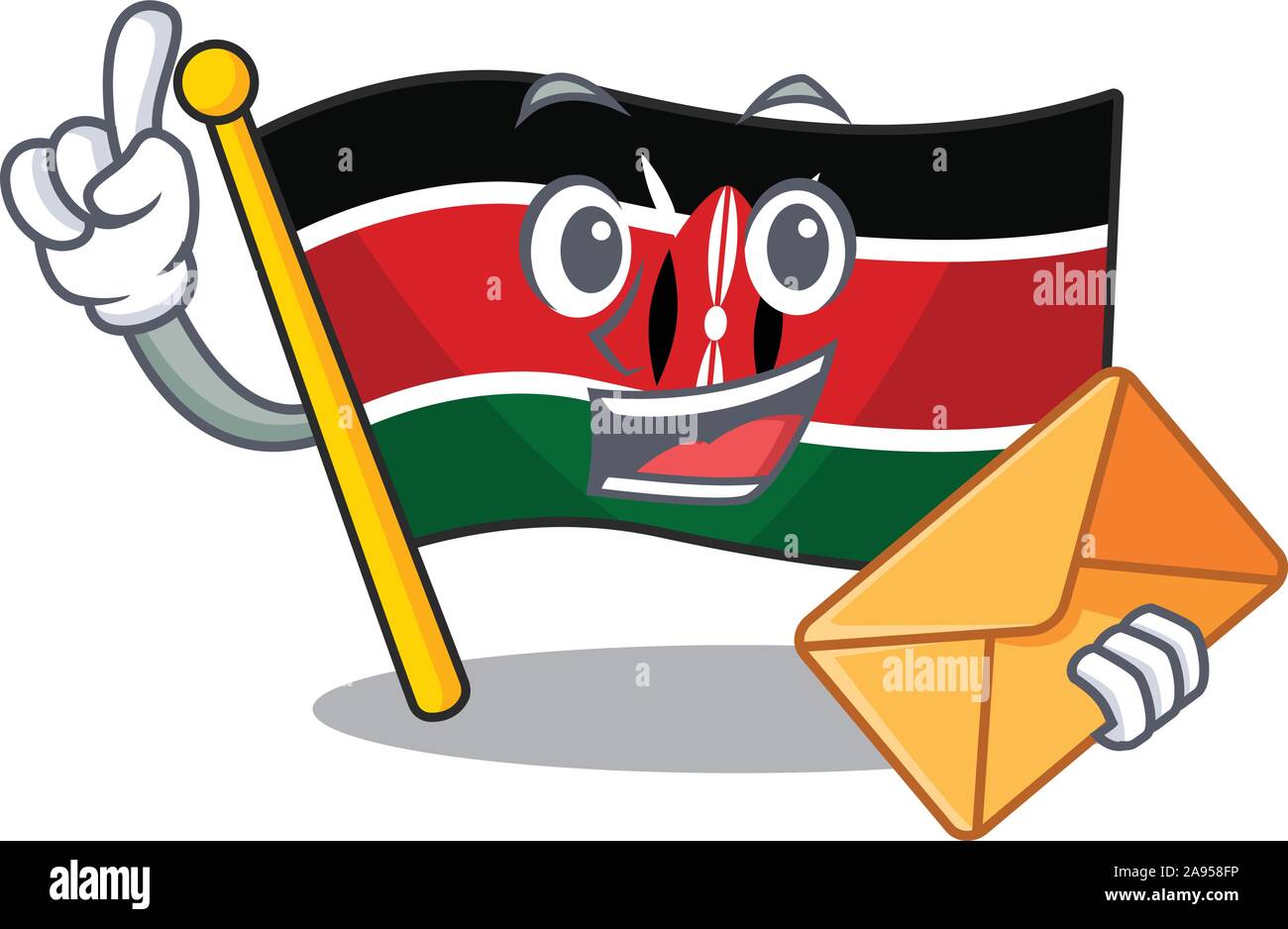 Flag kenya isolated bring envelope mascot on cartoon Stock Vector Image ...