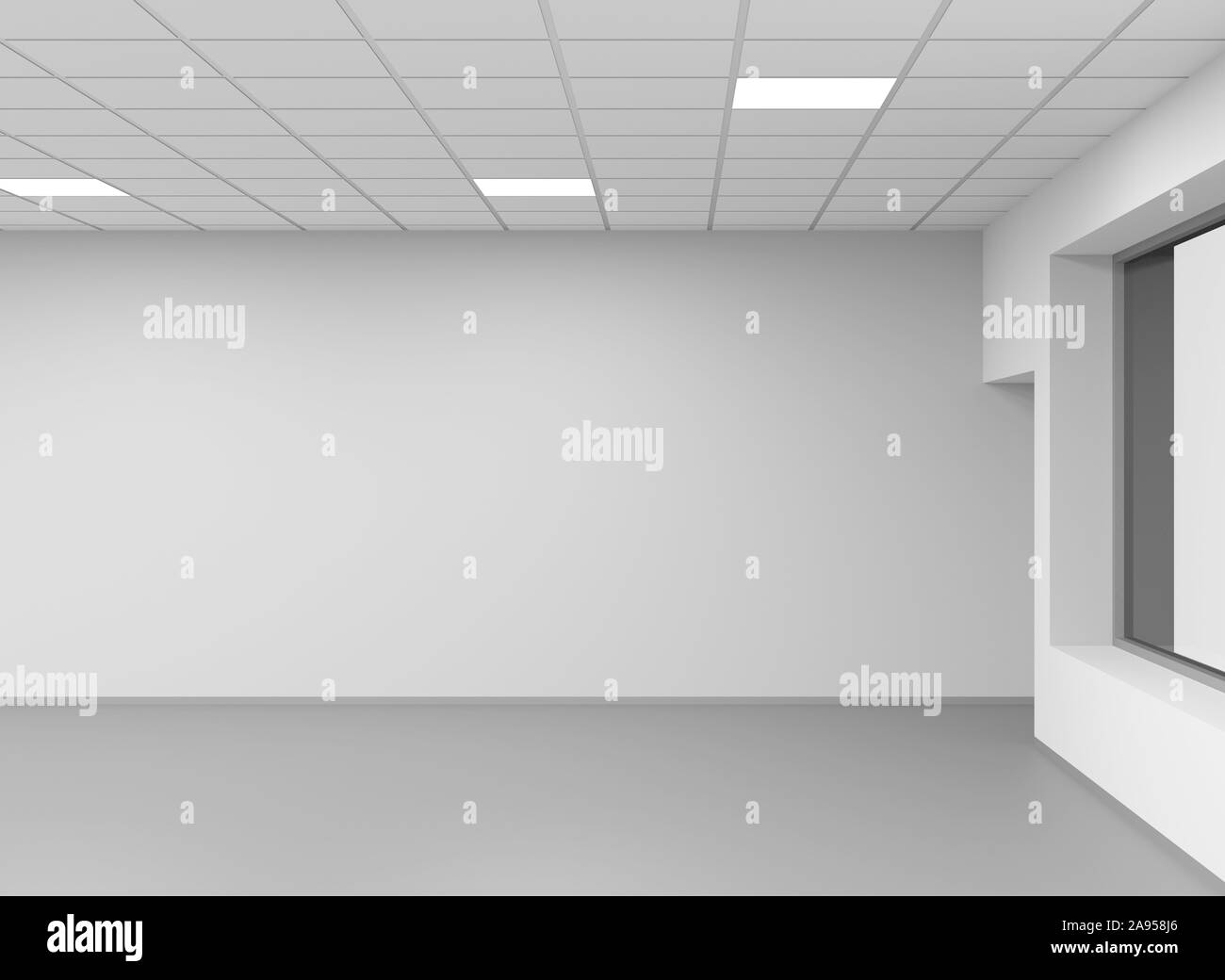 Abstract empty open space office interior fragment, 3d rendering illustration Stock Photo