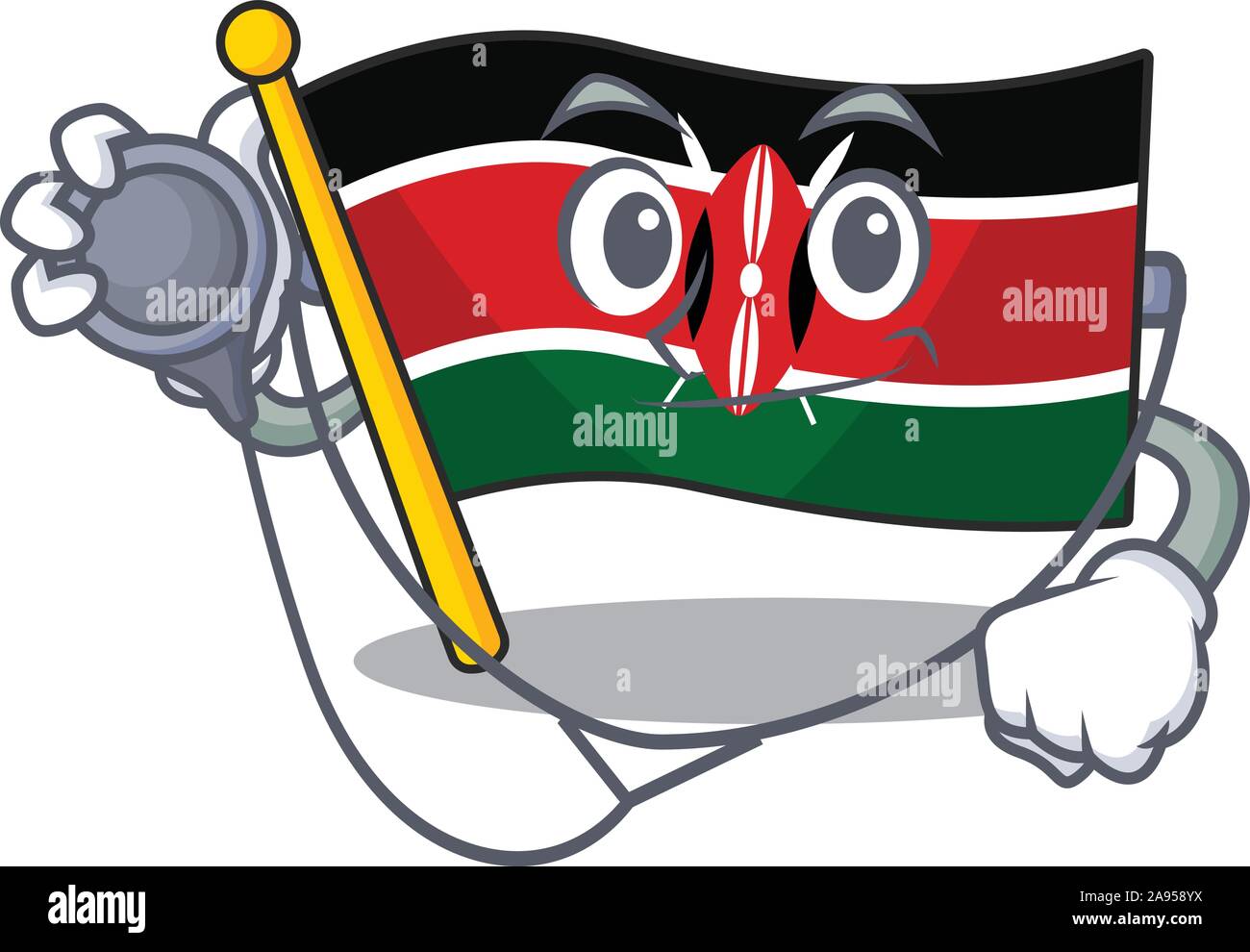 Flag kenya doctor cartoon with character happy Stock Vector