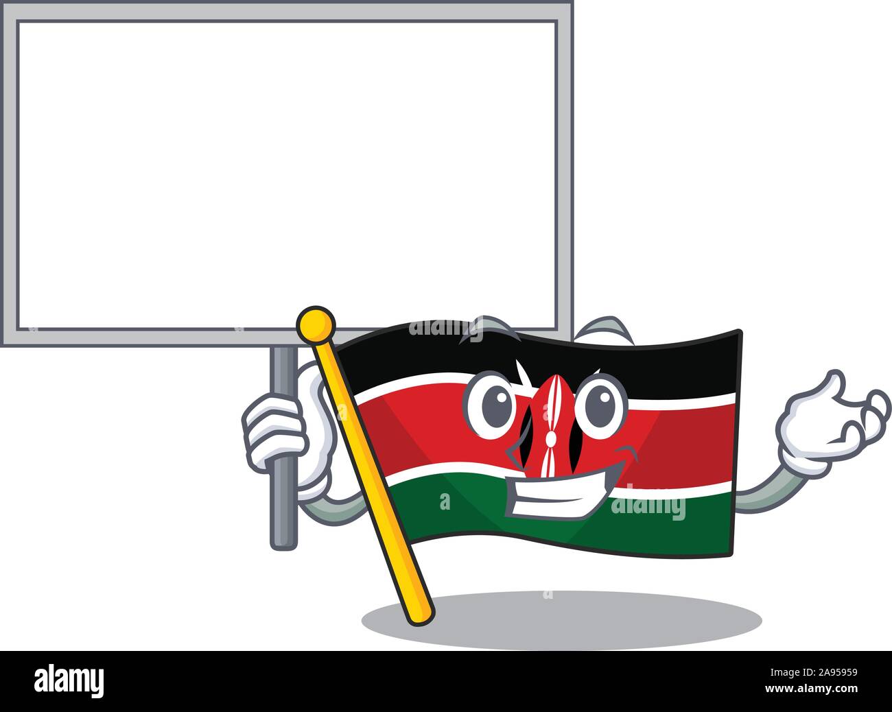 Flag kenya bring board cartoon with character happy Stock Vector
