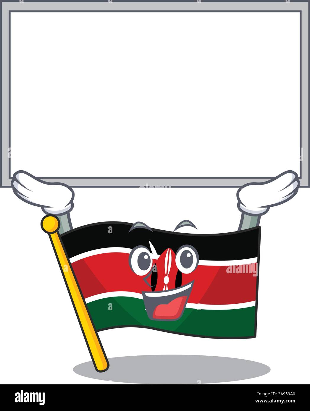 Flag kenya up board cartoon with character happy Stock Vector