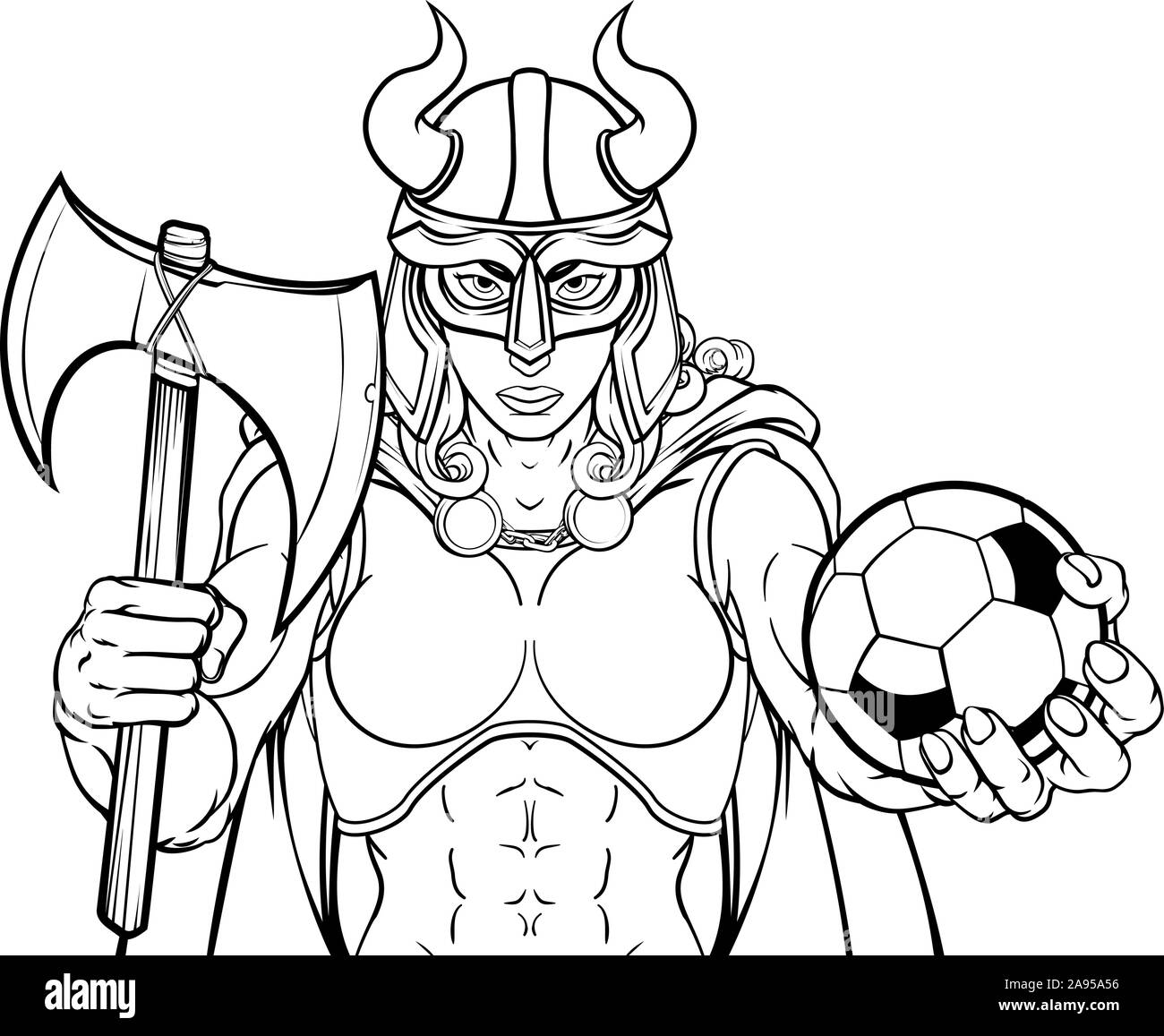 Viking Female Gladiator Soccer Warrior Woman Stock Vector