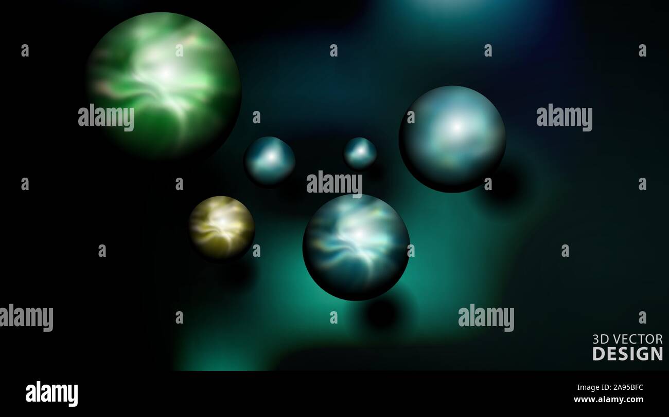 Realistic 3d ball vector illustration. sphere in dark background Stock Vector