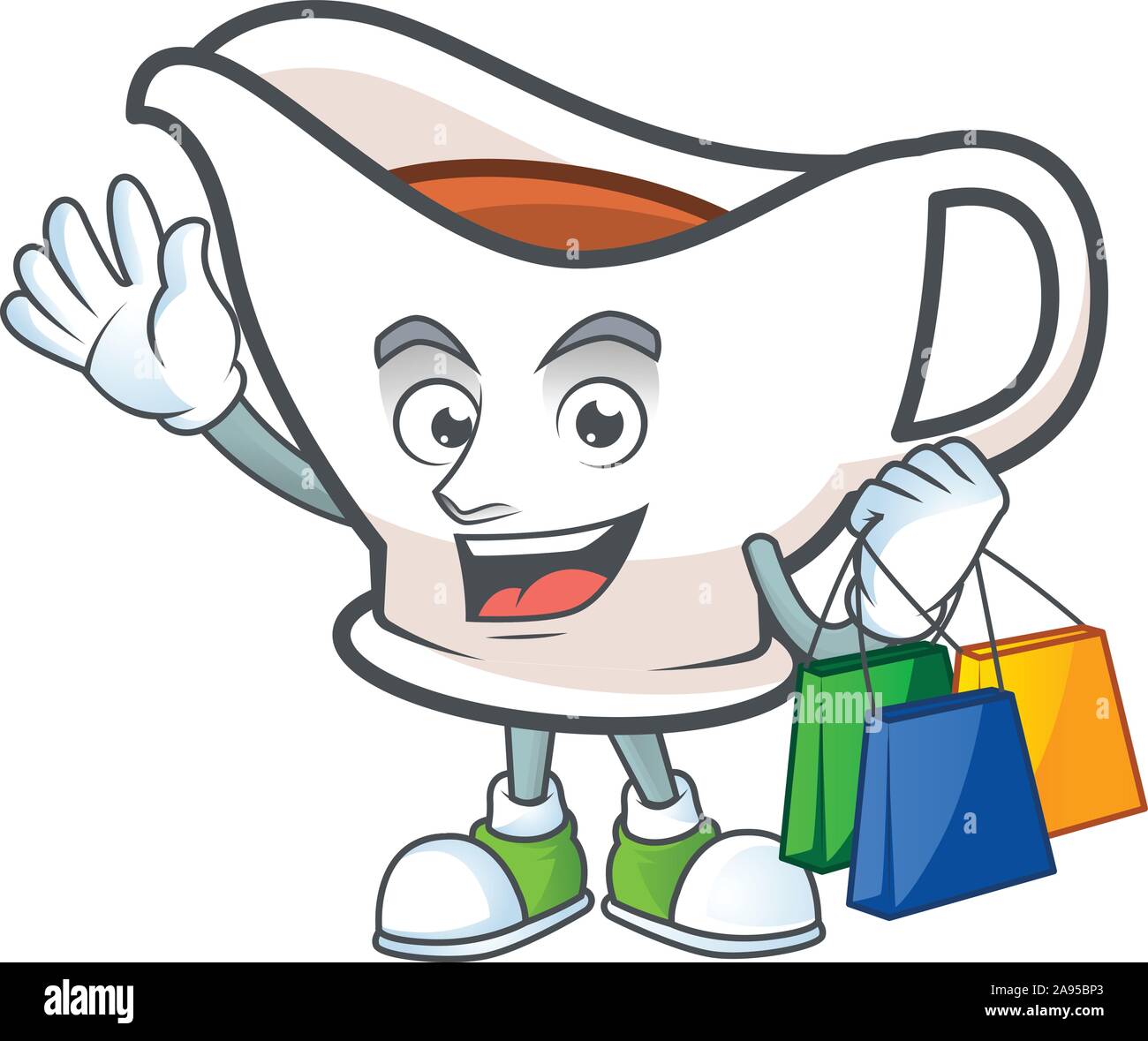 Cartoon gravy boat in the mascot shopping Stock Vector Image & Art Alamy