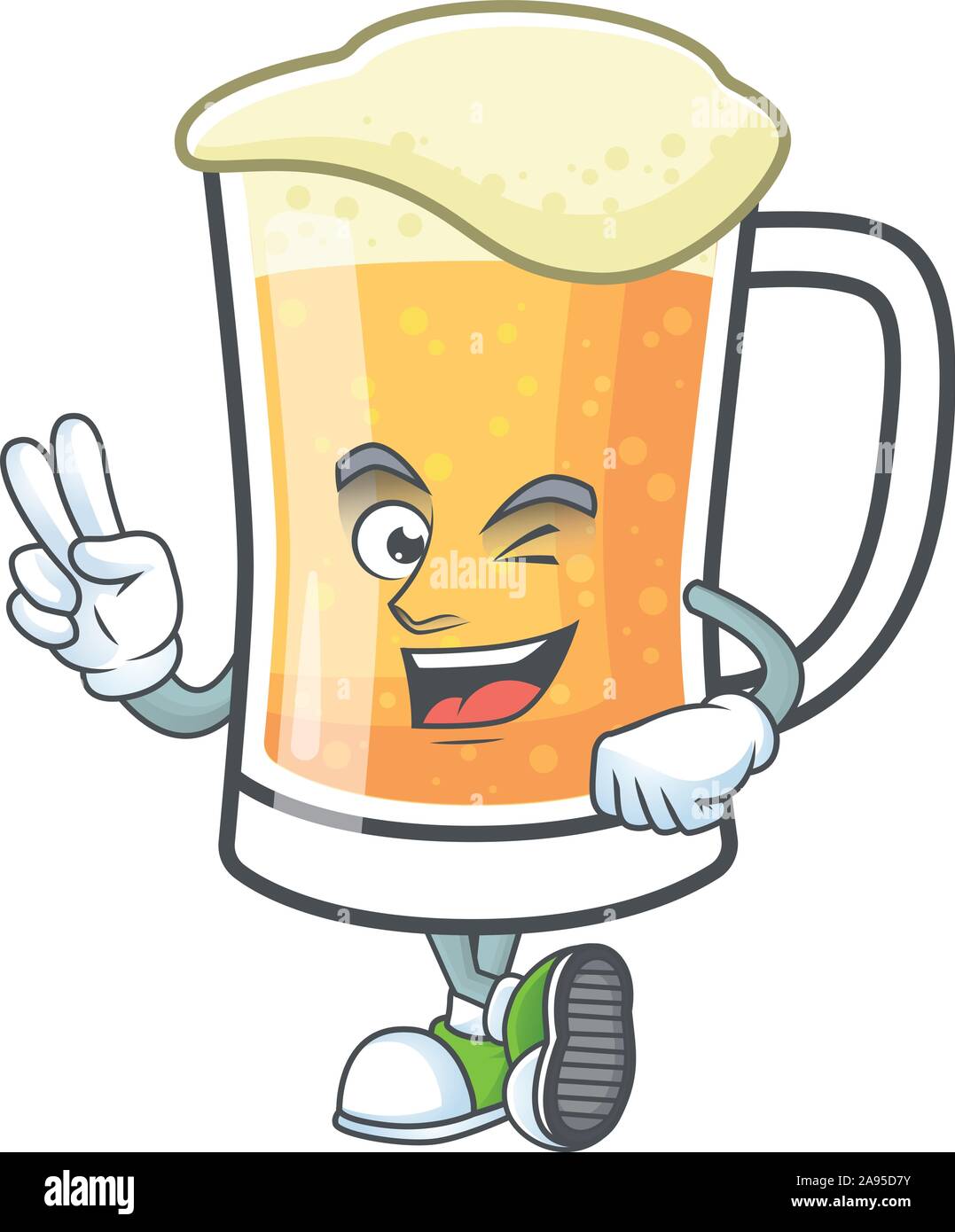 Mug of beer in a two finger character Stock Vector Image & Art - Alamy