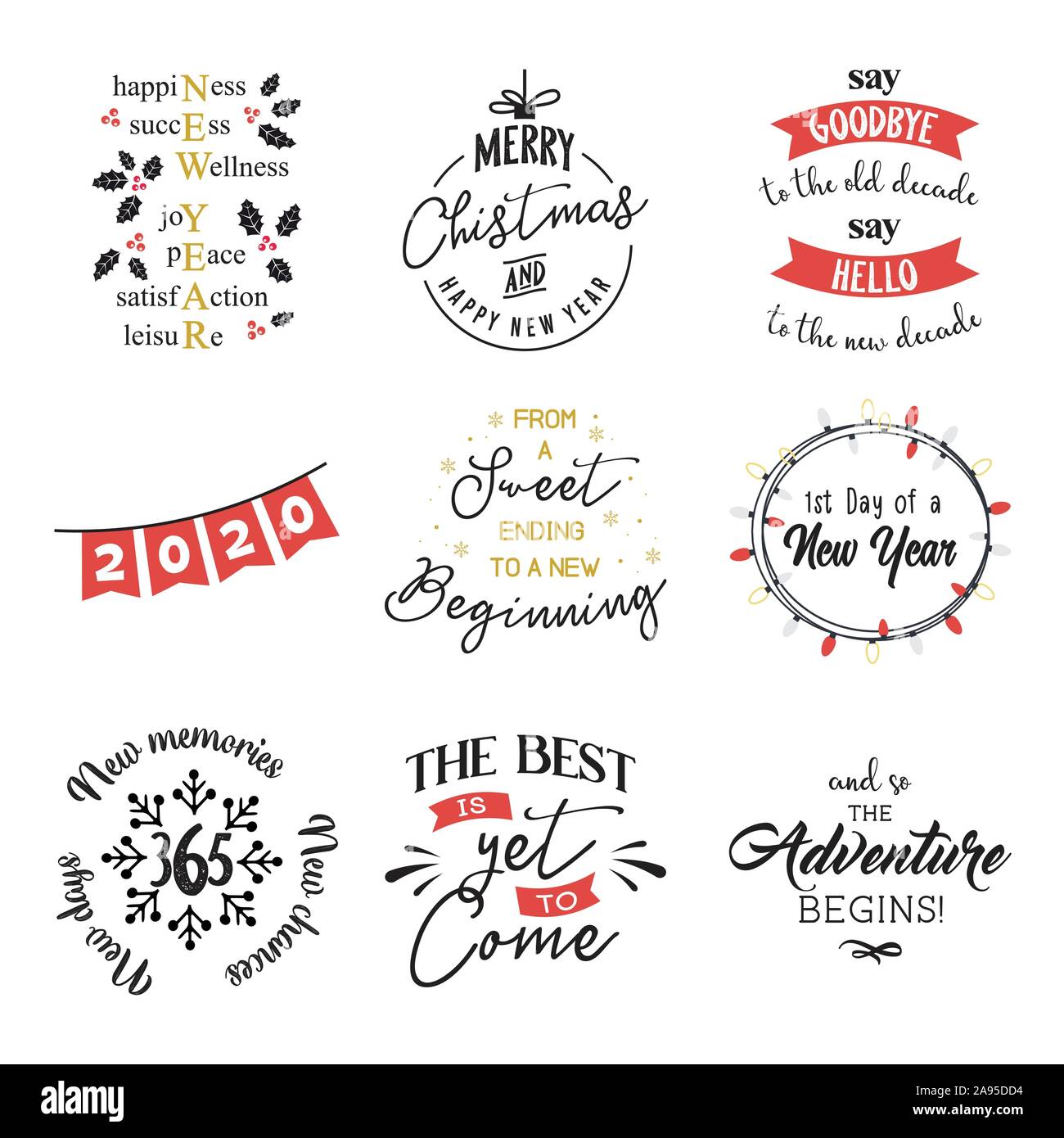 new year insparation greeting phrases. Calligraphy postcard or poster graphic design element