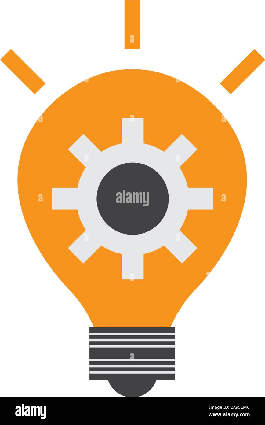 gear in bulb solution idea icon flat style illustration Stock Vector ...