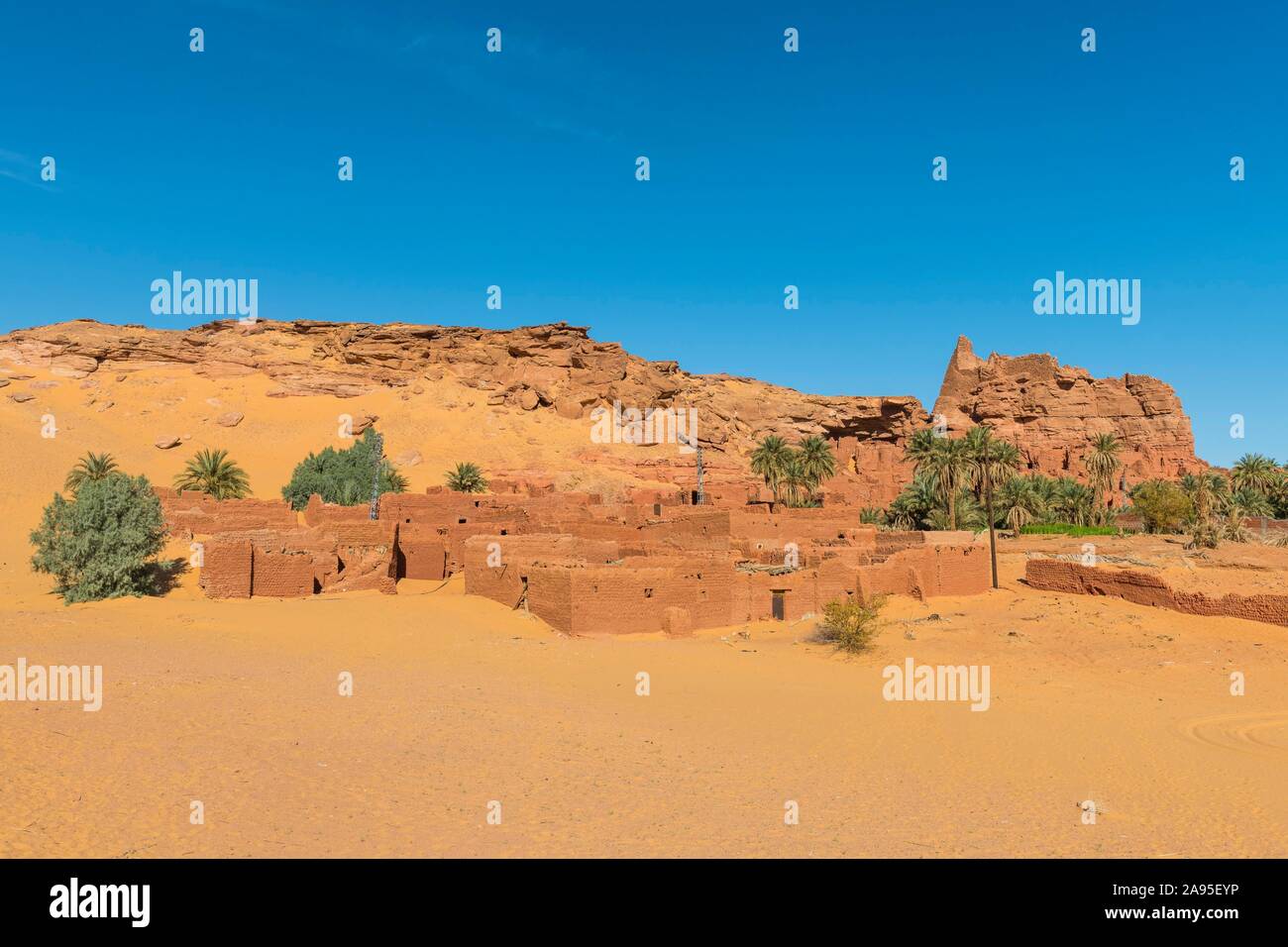 Old ksar, old town in the sand desert, near Timimoun, western Algeria, Algeria Stock Photo