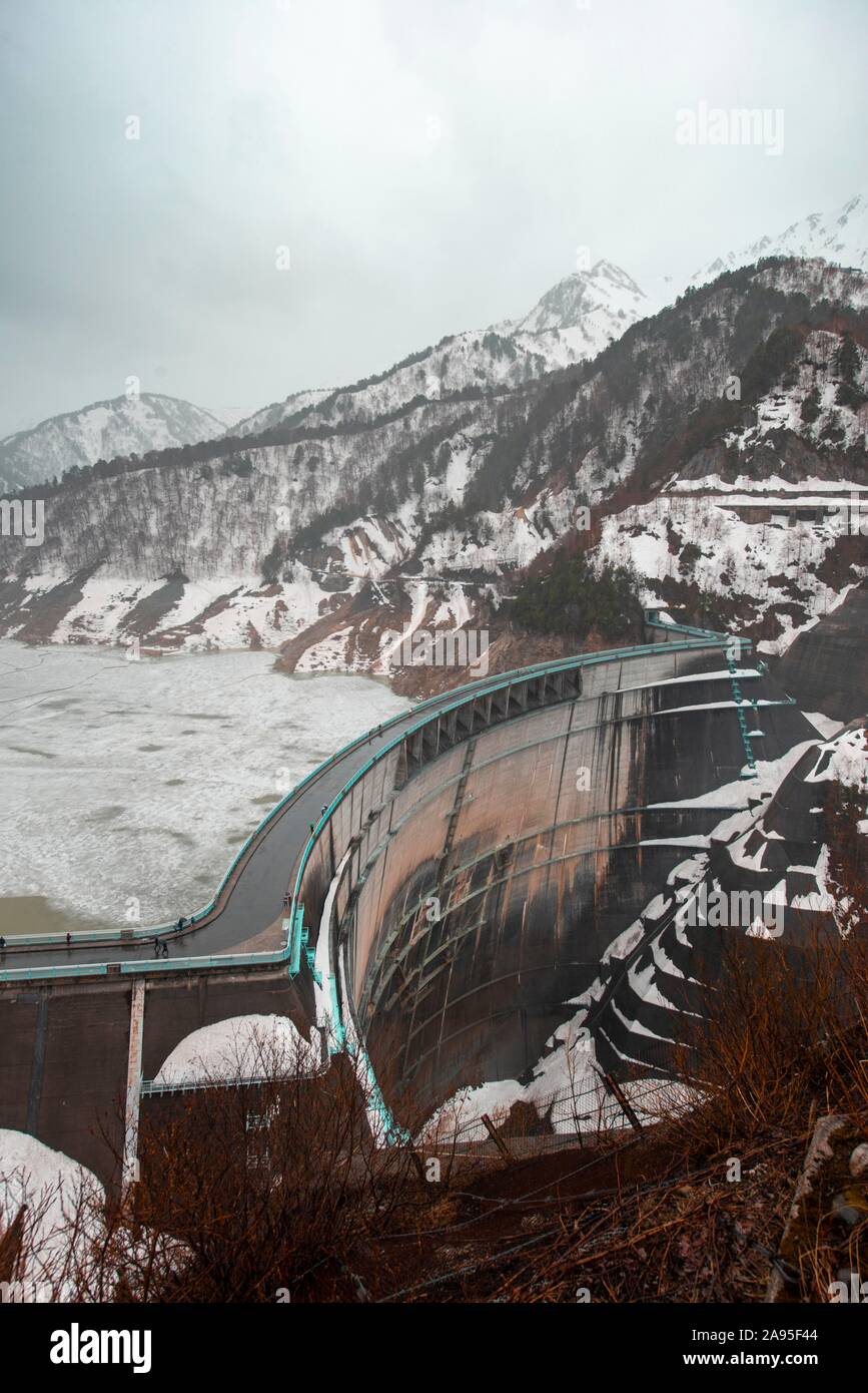 Kurobe Reservoir, Kurobe Dam, Great Dam, Tateyama Kurobe Alpine Route, Tateyama, Japan Stock Photo