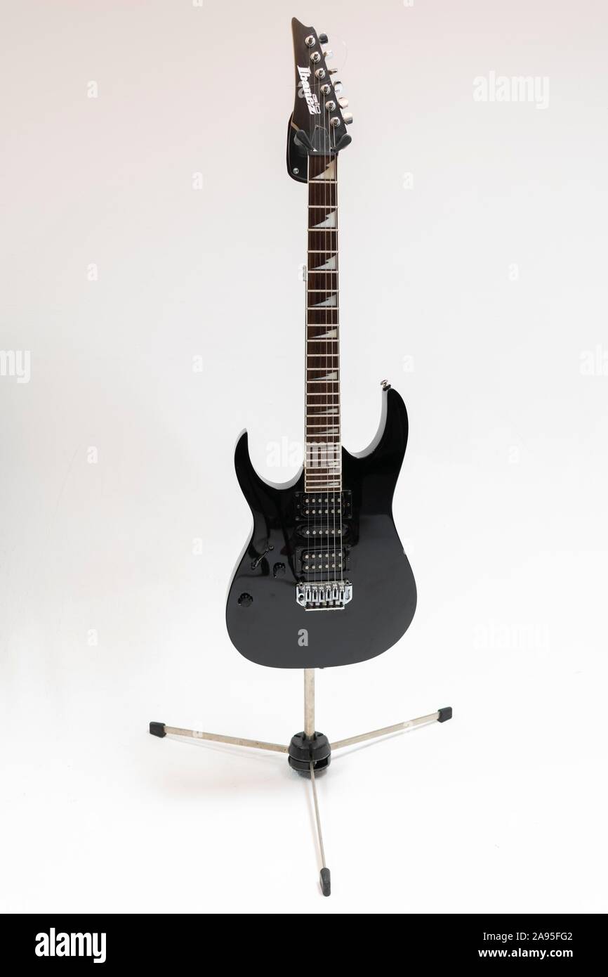 Black electric guitar, Ibanez, optional, Germany Stock Photo