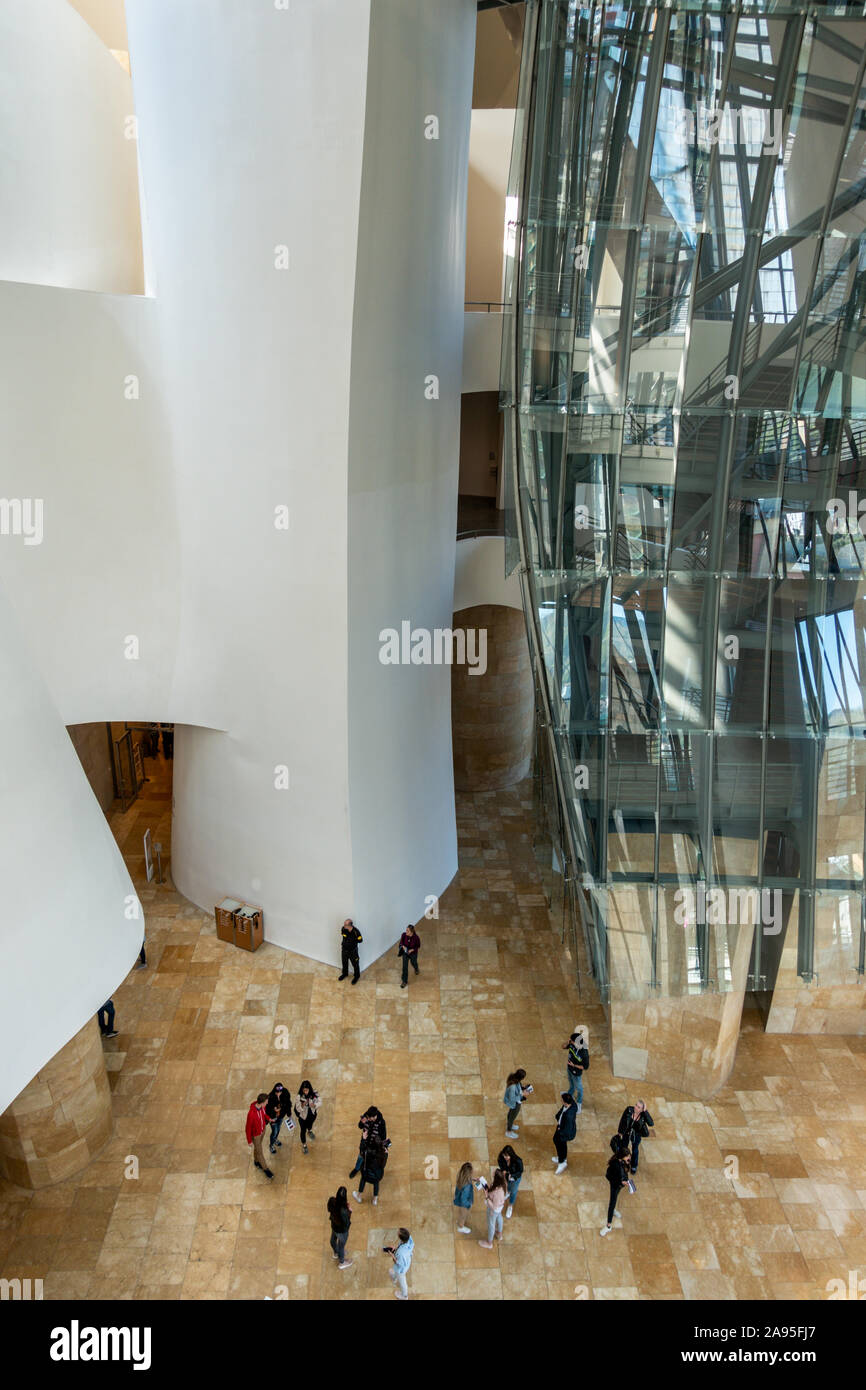 Inside the Guggenheim Bilbao Museum by Architect Frank Gehry, Nervión ...