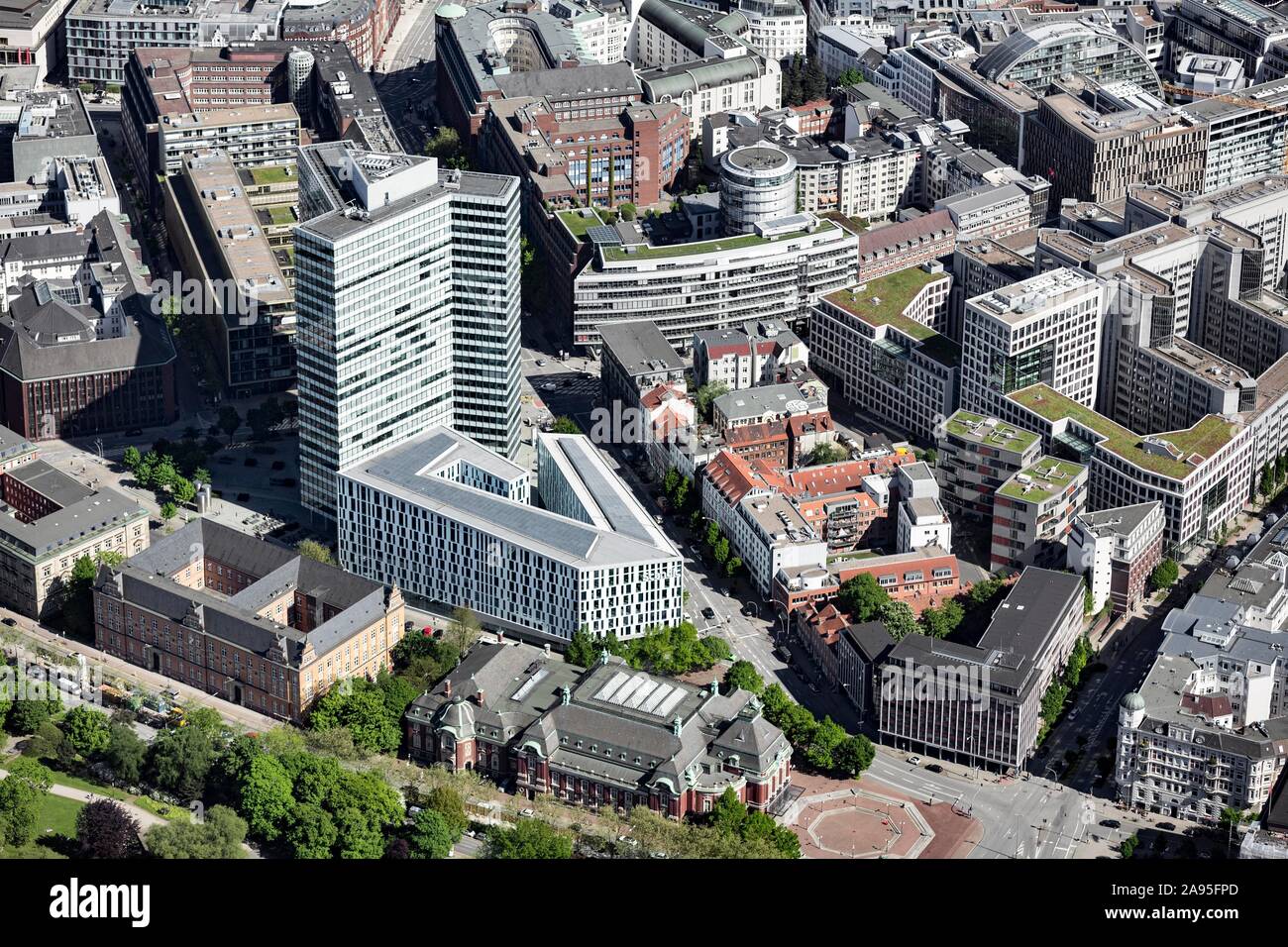 Aerial view, Emporio high-rise and Hotel Scandic, former Unilever building, Hamburg, Germany Stock Photo