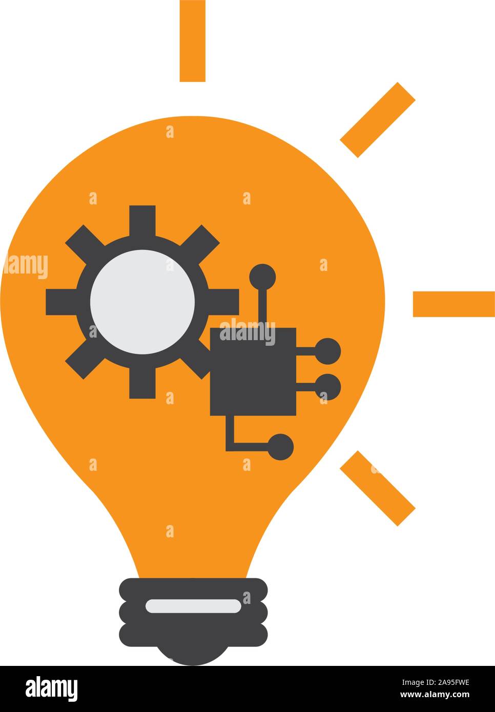 bulb gear circuit idea icon flat style illustration Stock Vector Image ...
