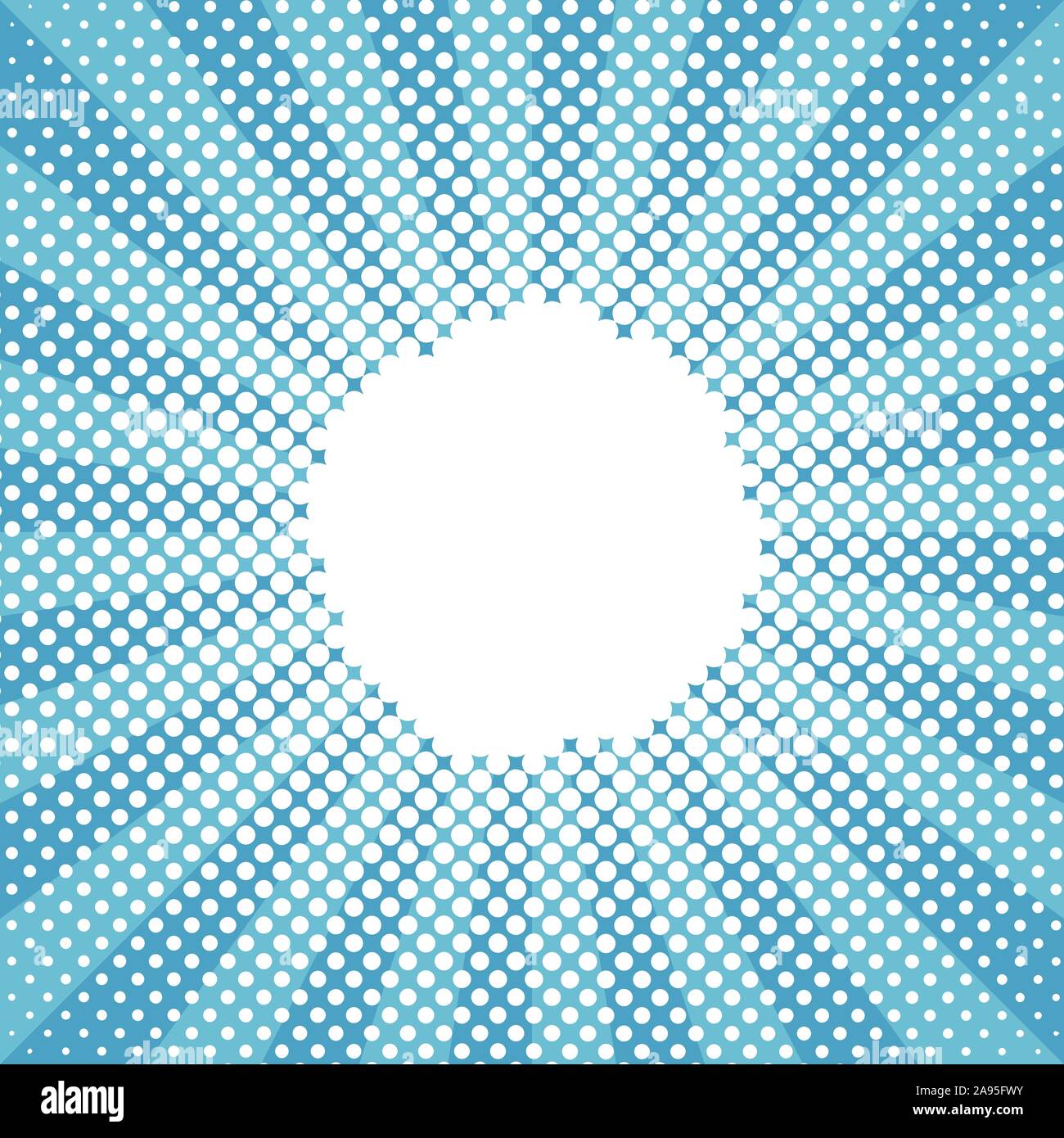 Winter snow round sunburst halftone blue pattern Stock Vector