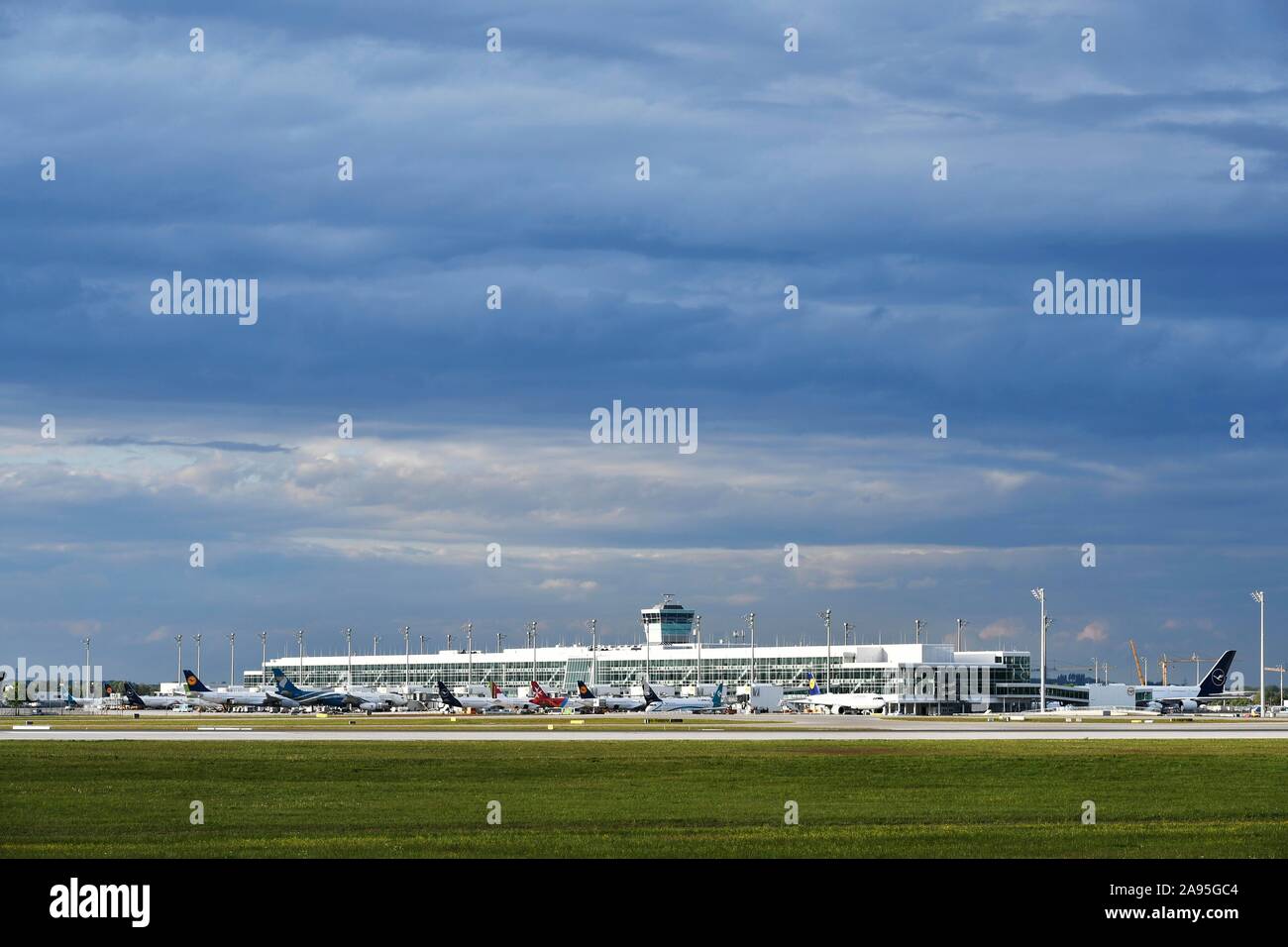 Terminal 2, Satellite, Munich Airport, Upper Bavaria, Bavaria, Germany Stock Photo