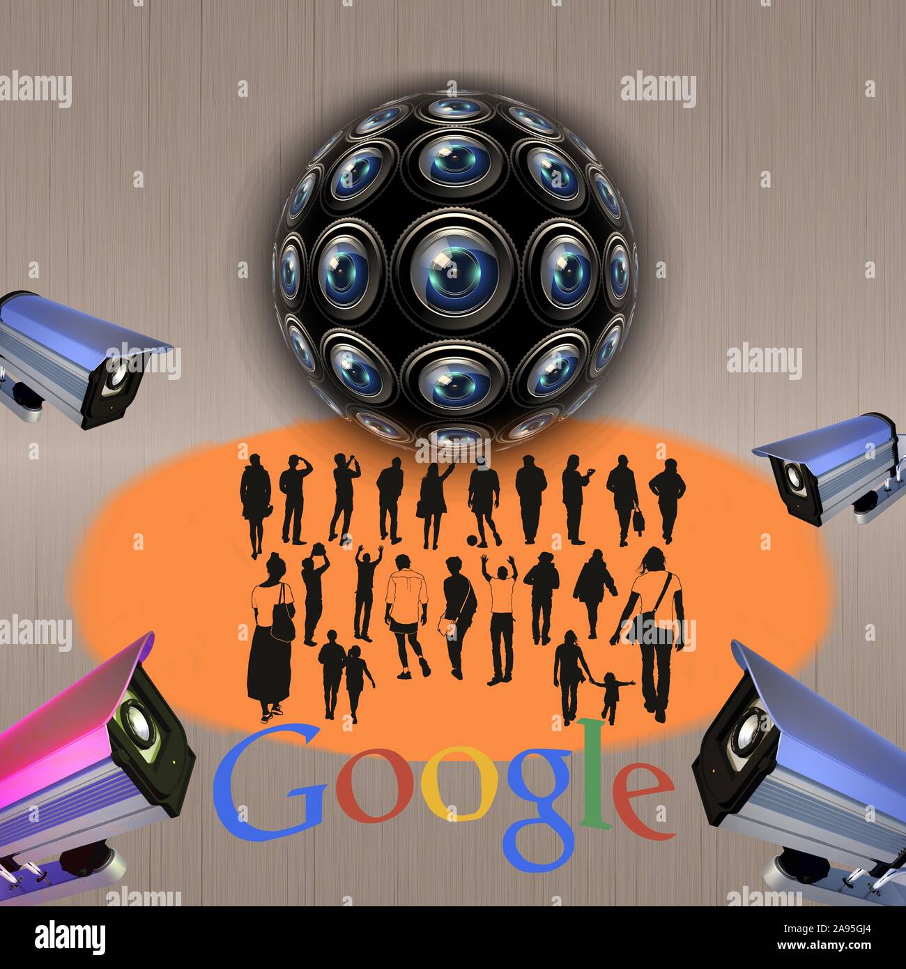 Digital Composing, Surveillance, privacy, mankind, Google, Facebook, cameras, Germany Stock Photo