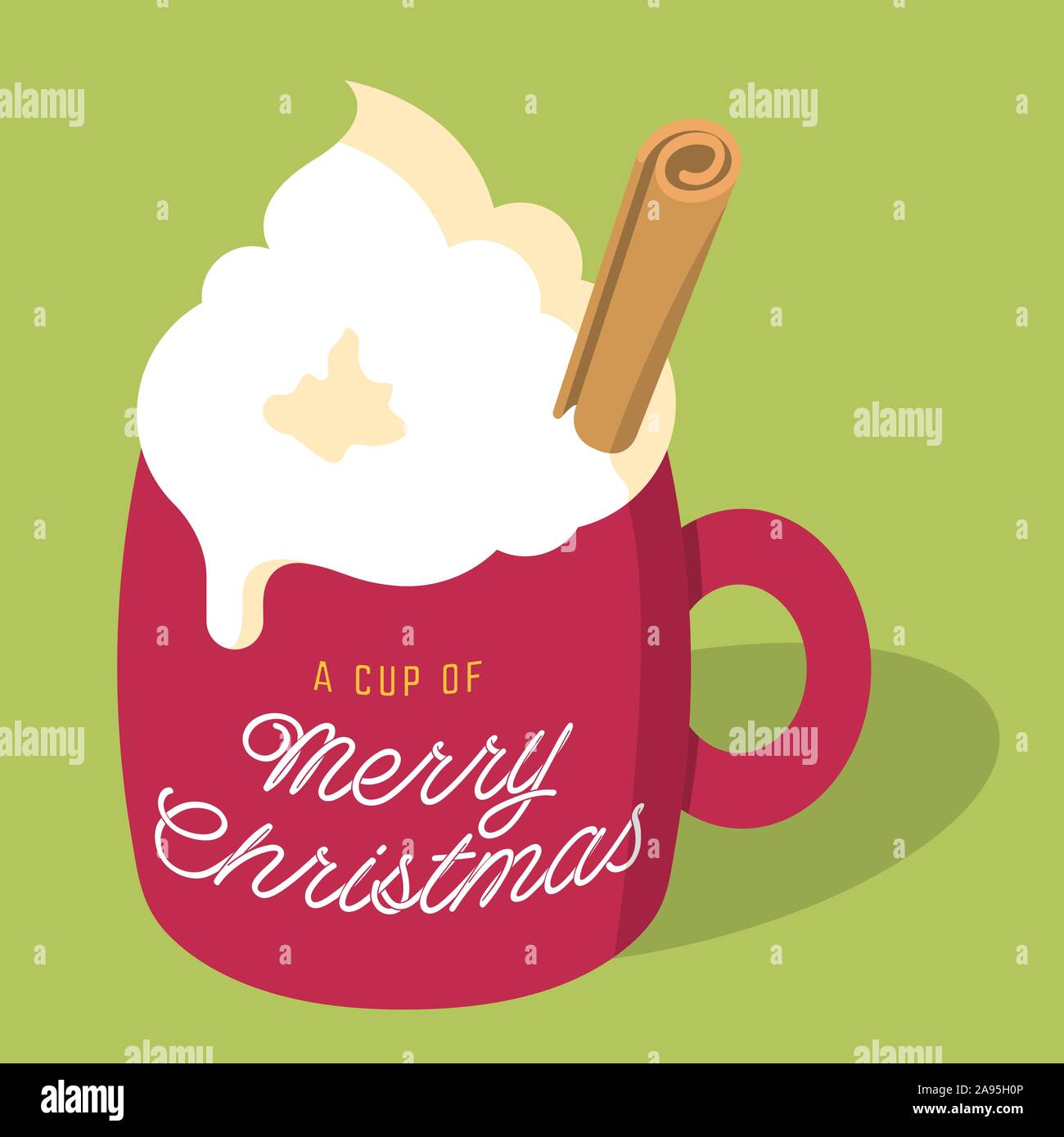 Vector illustration of Christmas eggnog latte drink with whipped cream ...