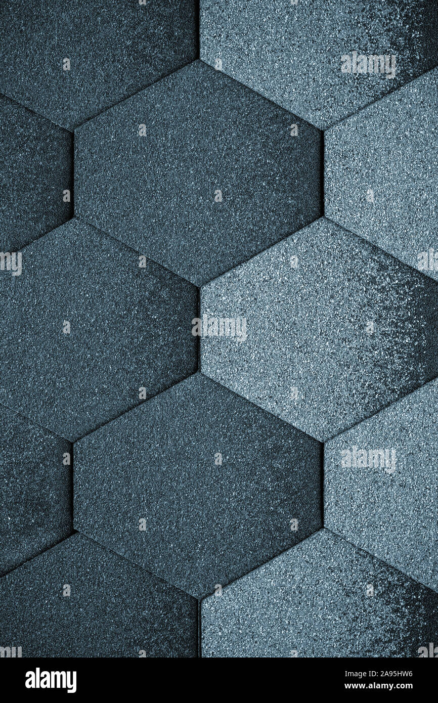 Geometric figures. Tile background, texture. Abstract dark gray background. Brick wall. Stock Photo