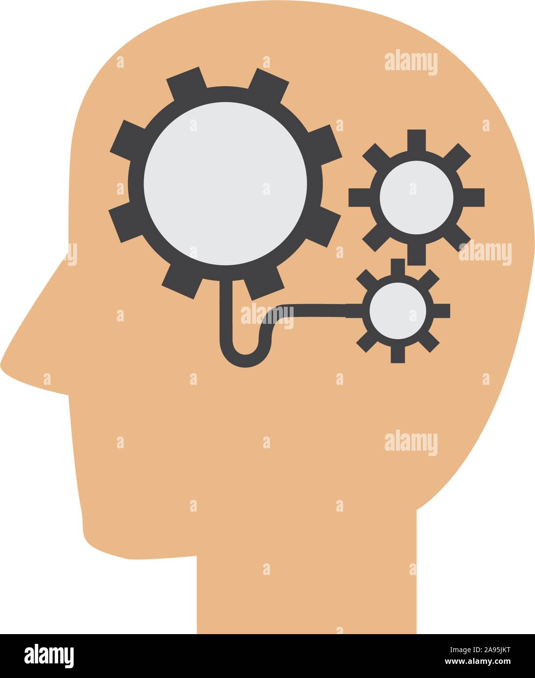 head brain gears solution idea icon flat style illustration Stock ...
