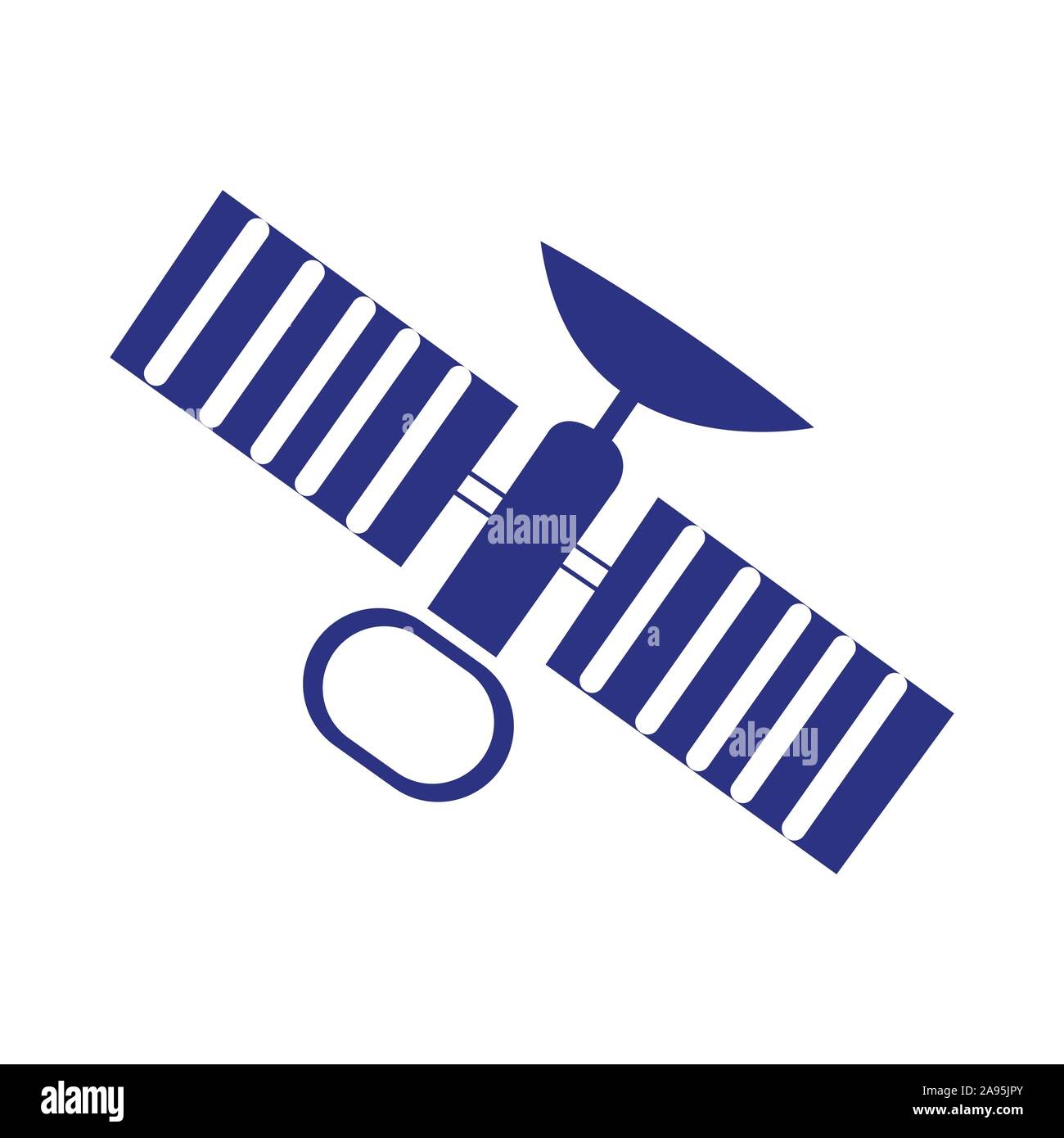 A dark blue cutely drawn satellite on white Stock Vector