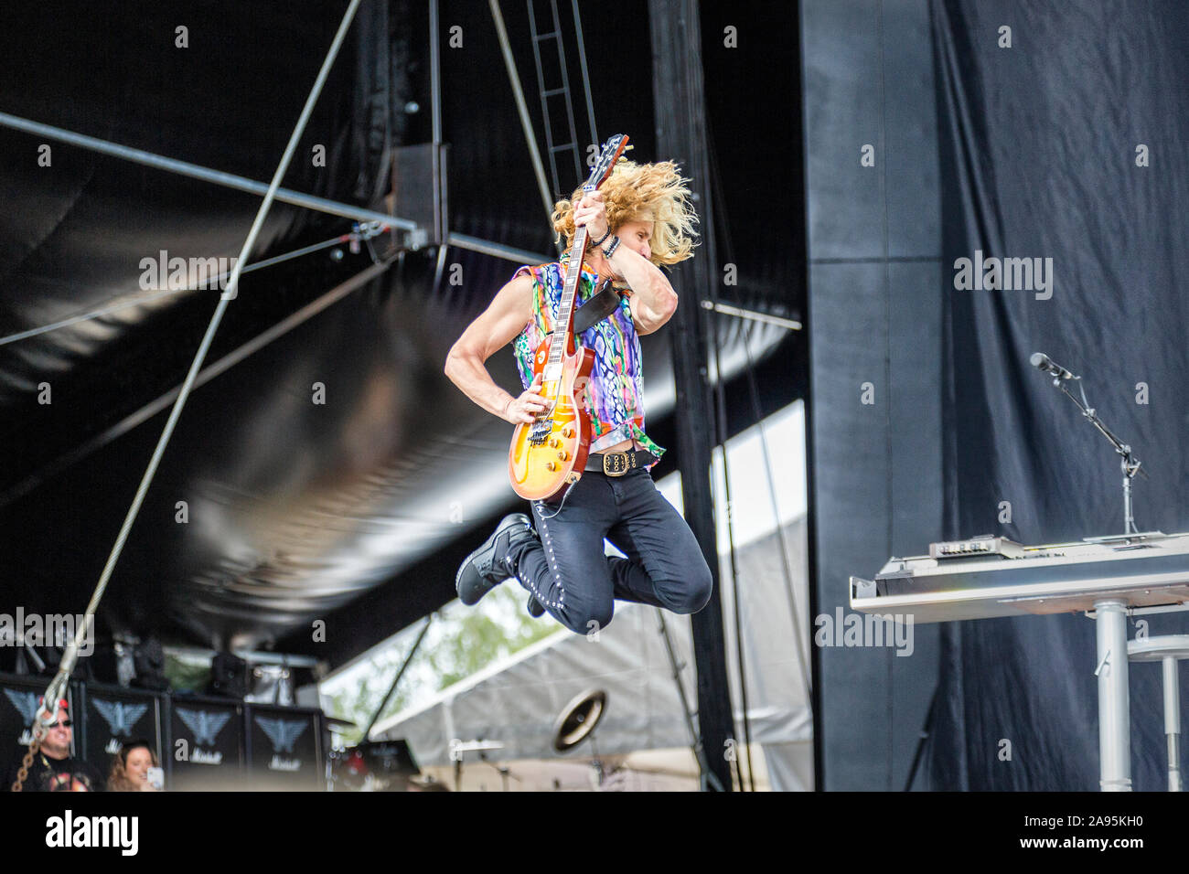 Solvesborg, Sweden. 08th, June 2019. The American rock band Styx performs a live concert during the Swedish music festival Sweden Rock Festival 2019. Here guitarist Tommy Shaw is seen live on stage. (Photo credit: Gonzales Photo - Terje Dokken). Stock Photo