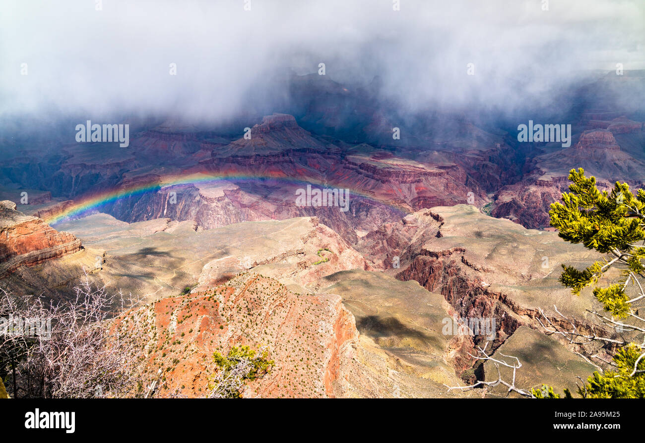 Rainbow above the Grand Canyon in Arizona, USA Stock Photo - Alamy