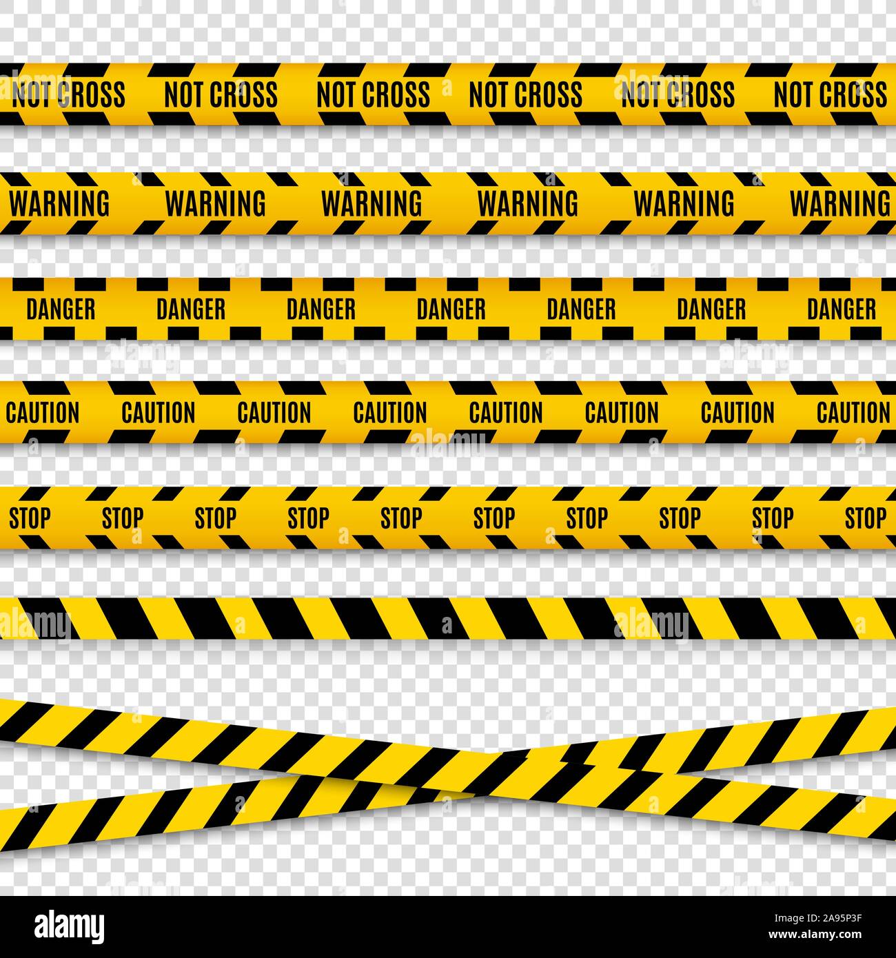 Police caution danger line. Warning barrier. Black and yellow security  vector ribbon. Stop zone. Barricade tape. Do not cross Stock Vector Image &  Art - Alamy